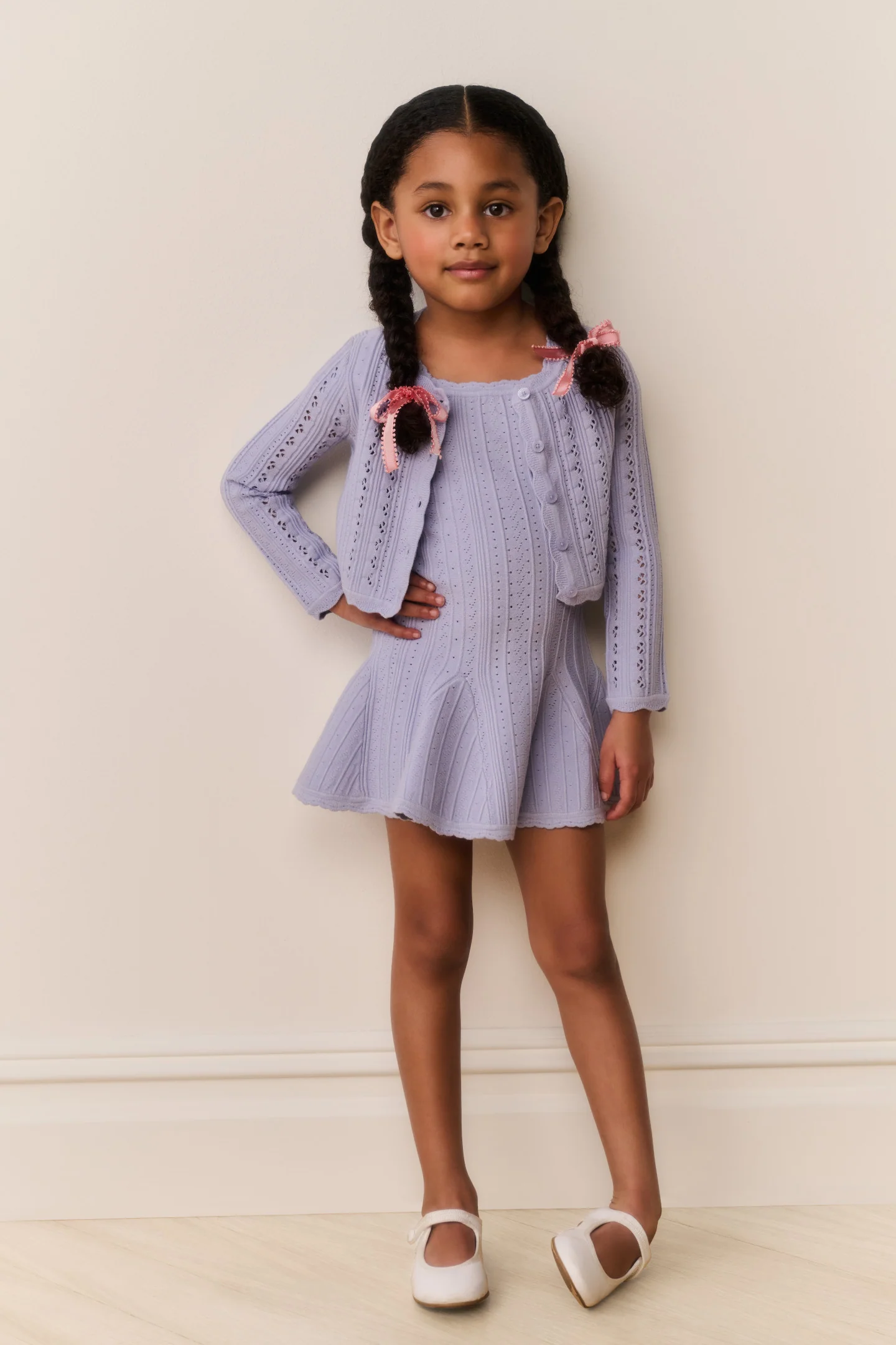 Kleines Mädchen Emlynn Pointelle Strickjacke