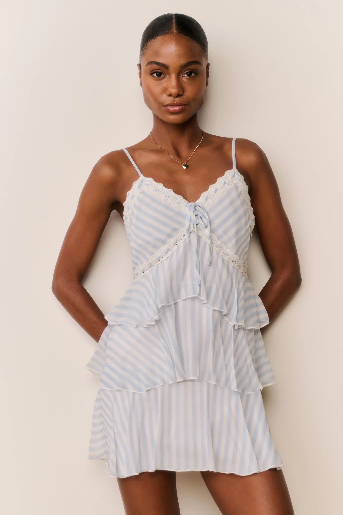Marlia gestreifter Chiffon-Kurzrock
