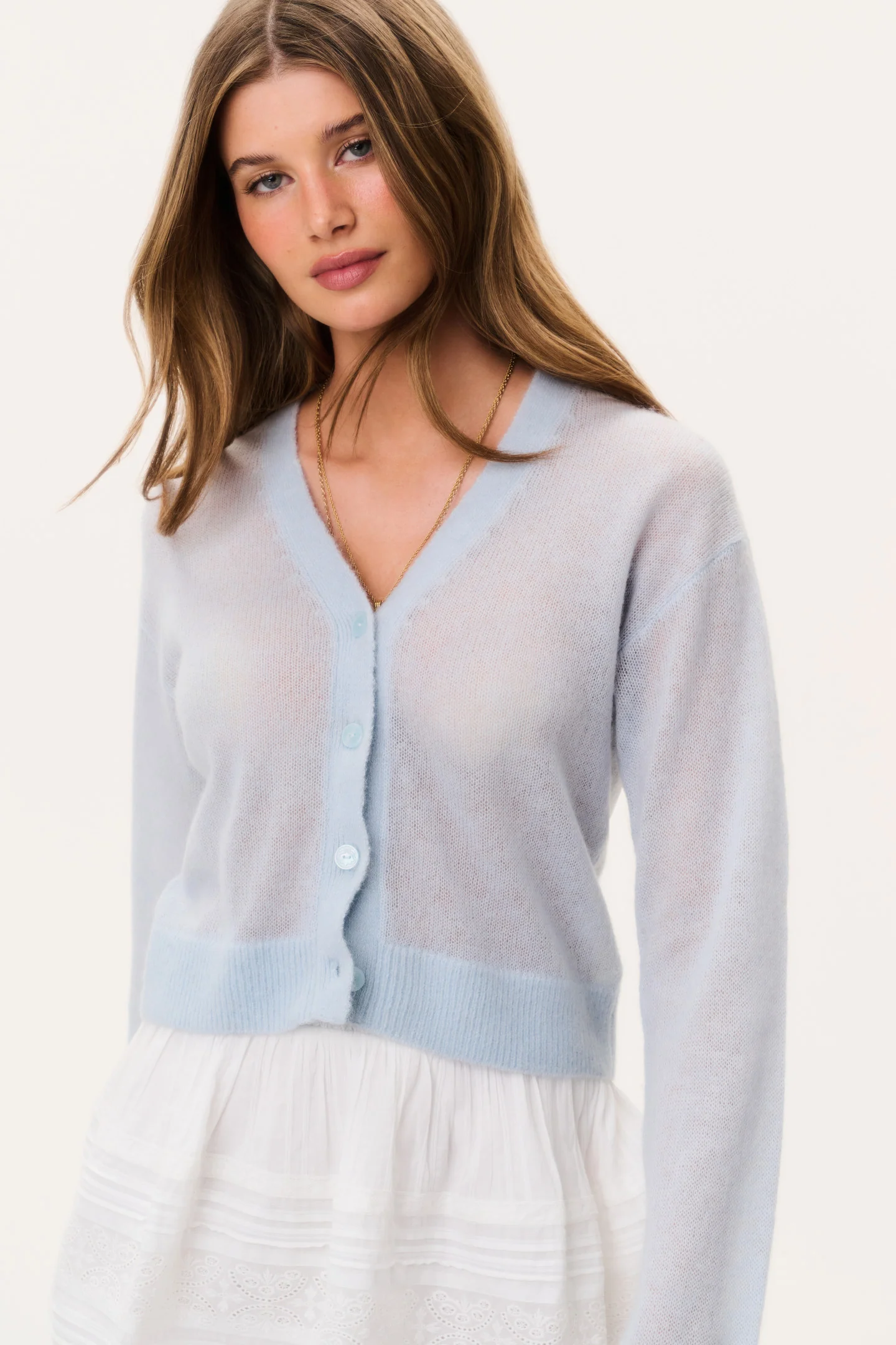 Breckie transparente Alpaka-Strickjacke