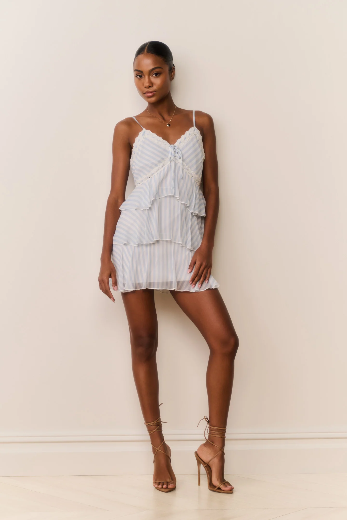 Marlia gestreifter Chiffon-Kurzrock
