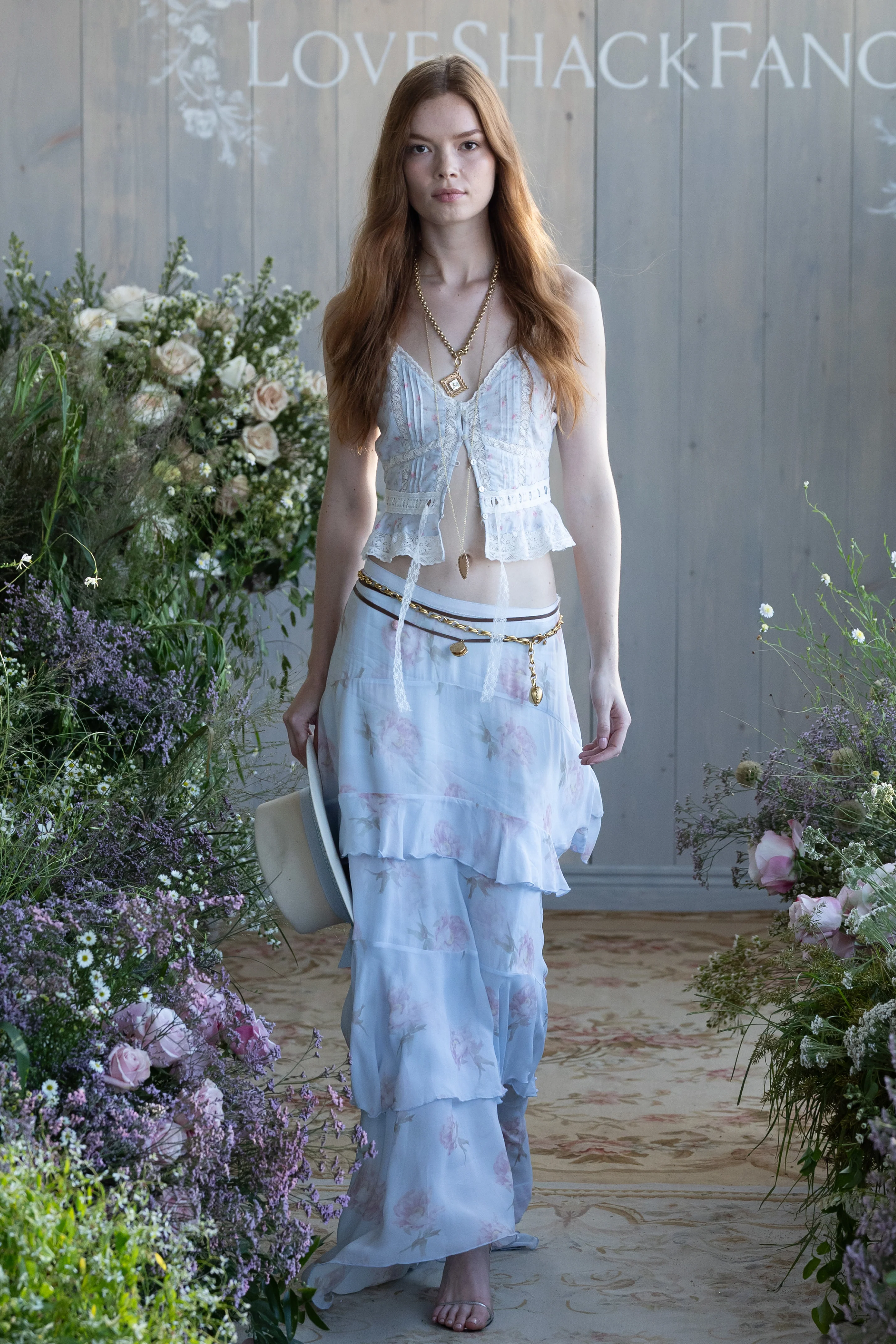 Soleia Blumen-Chiffon-Maxirock