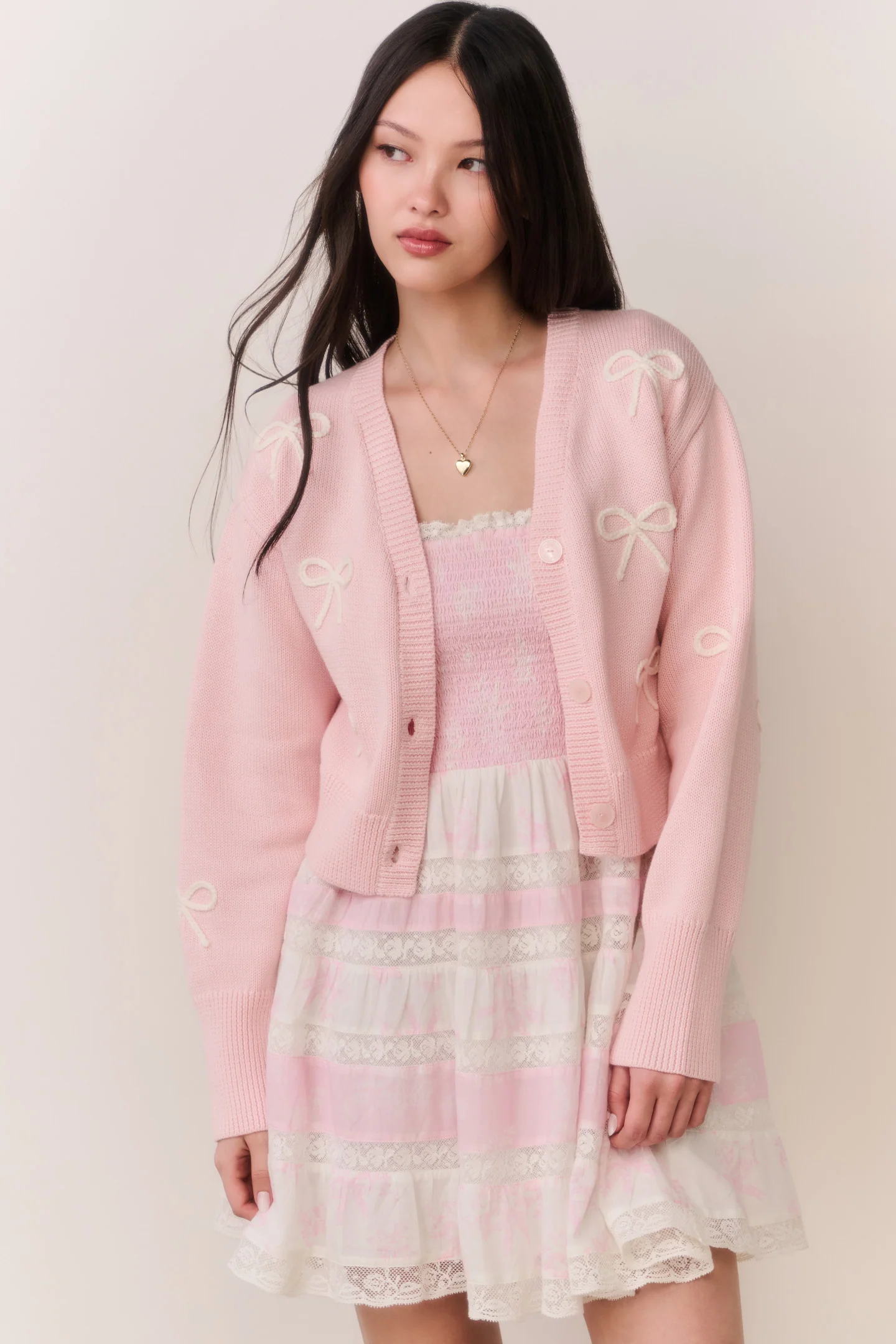 Francette Baumwoll-Bow bestickter Cardigan