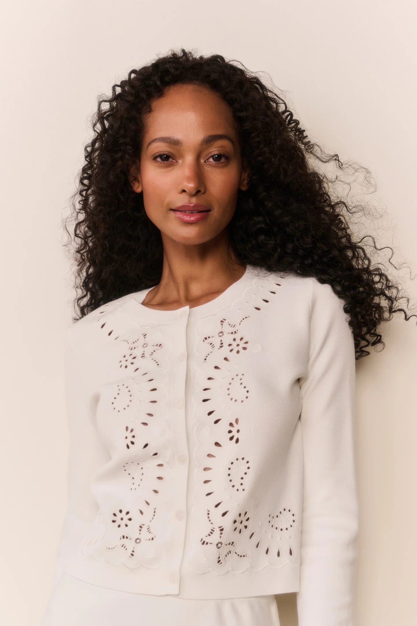 Leda Bandana Eyelet Strickcardigan