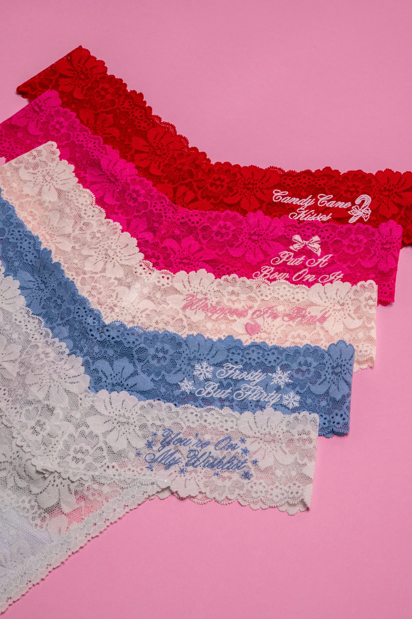 PINK x LoveShackFancy Wink Spitzen-BH-String - Pack von 5