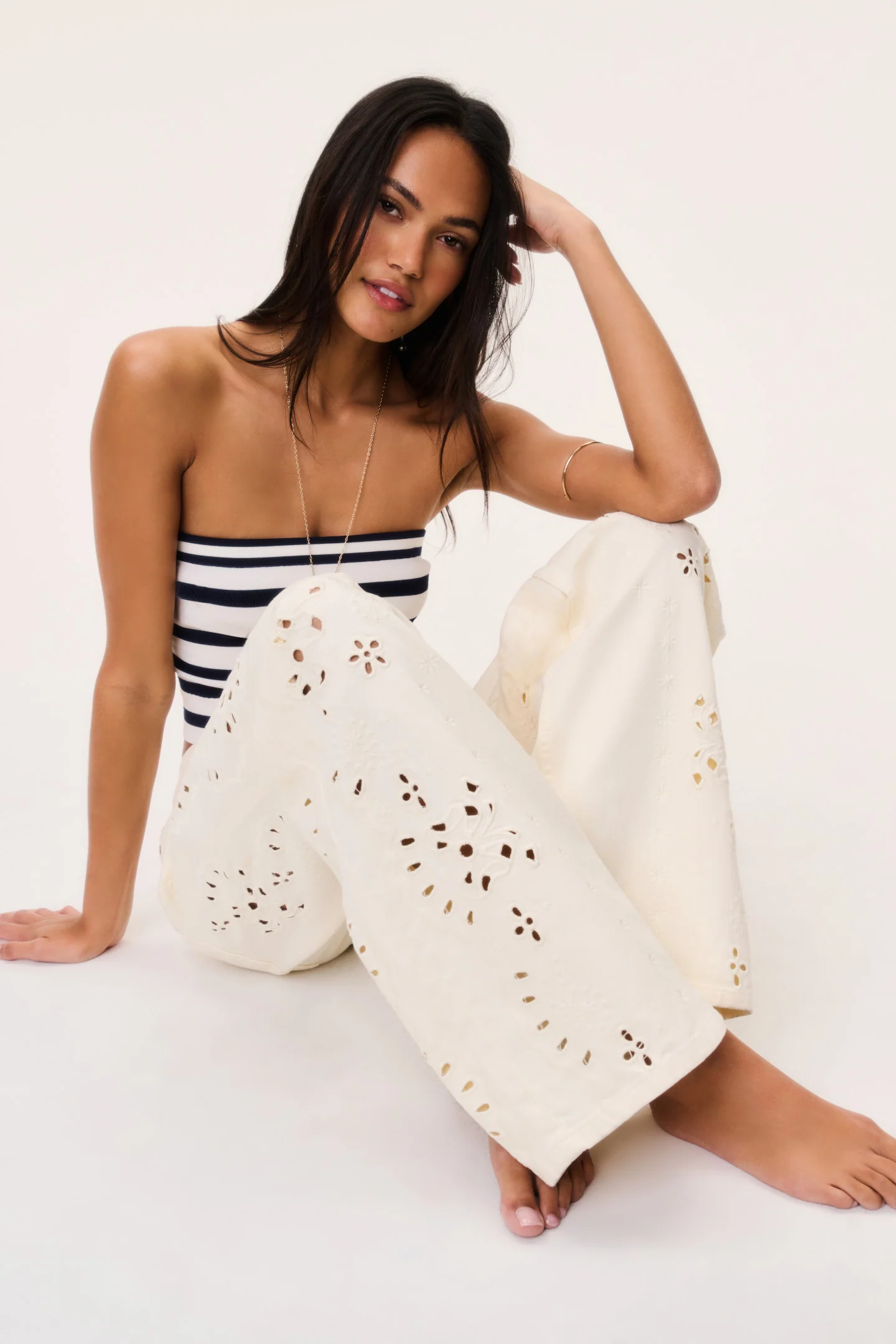 Dellah Floral Eyelet-Jeans