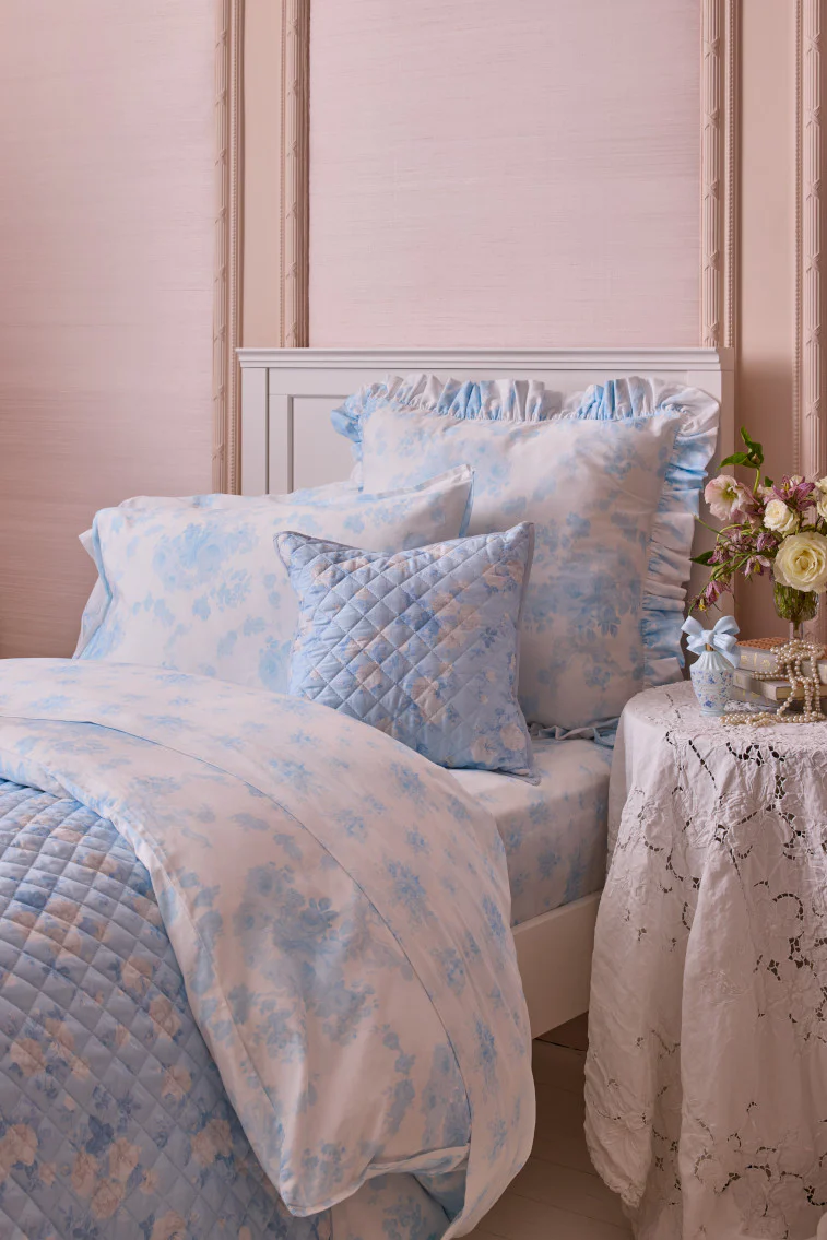Blumiger Baumwoll-Sateen-Bezug-Set