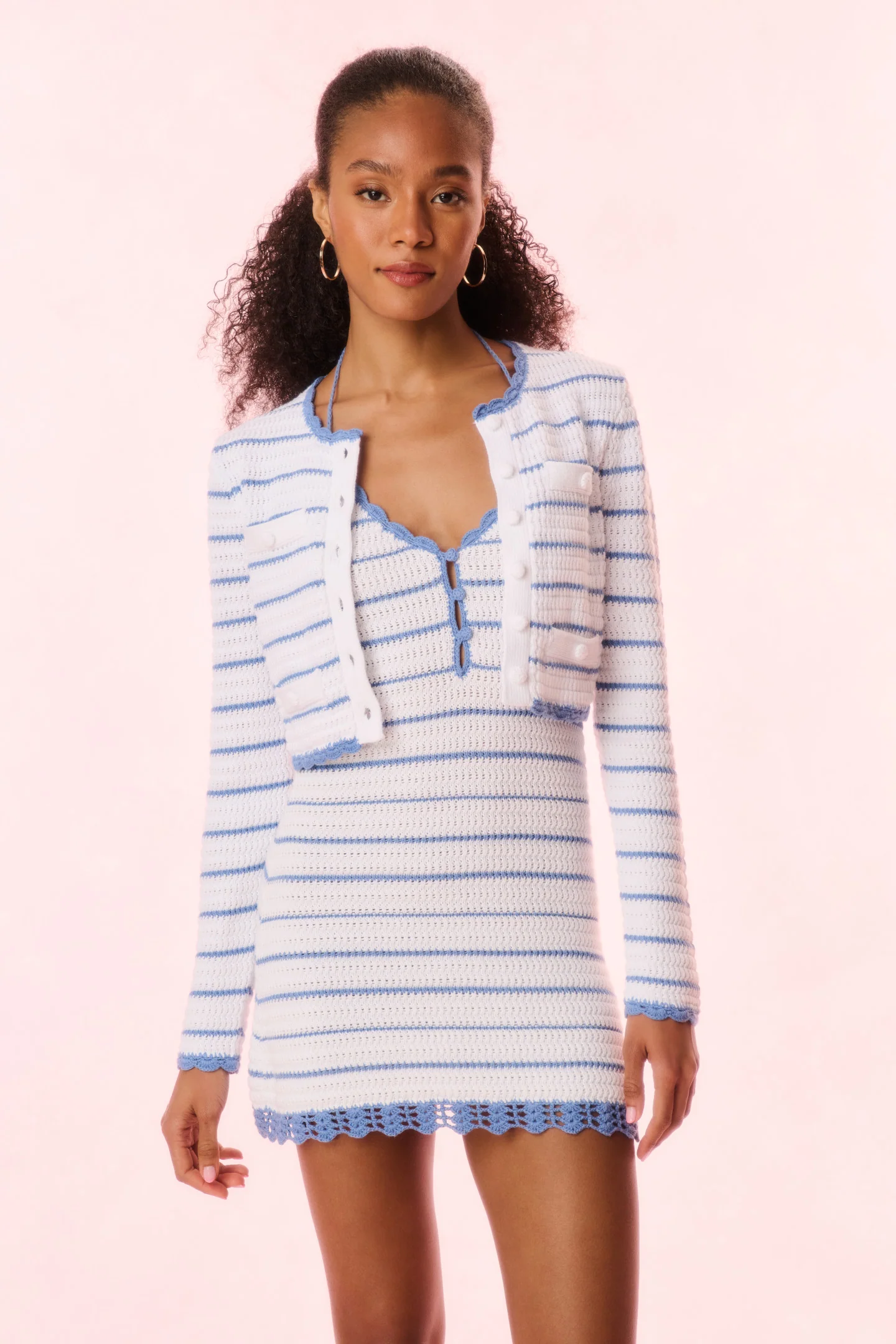 Lamiya gestreifter Crochet Cardigan
