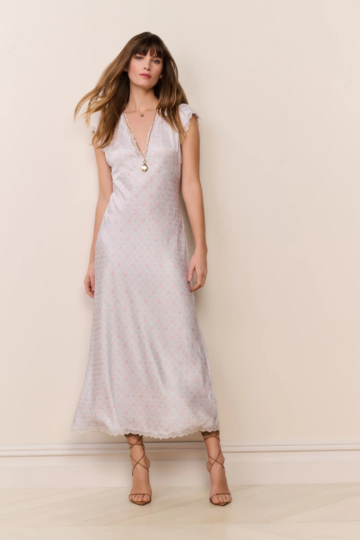 Theodore Seiden-Mischungs-Blumen-Maxikleid