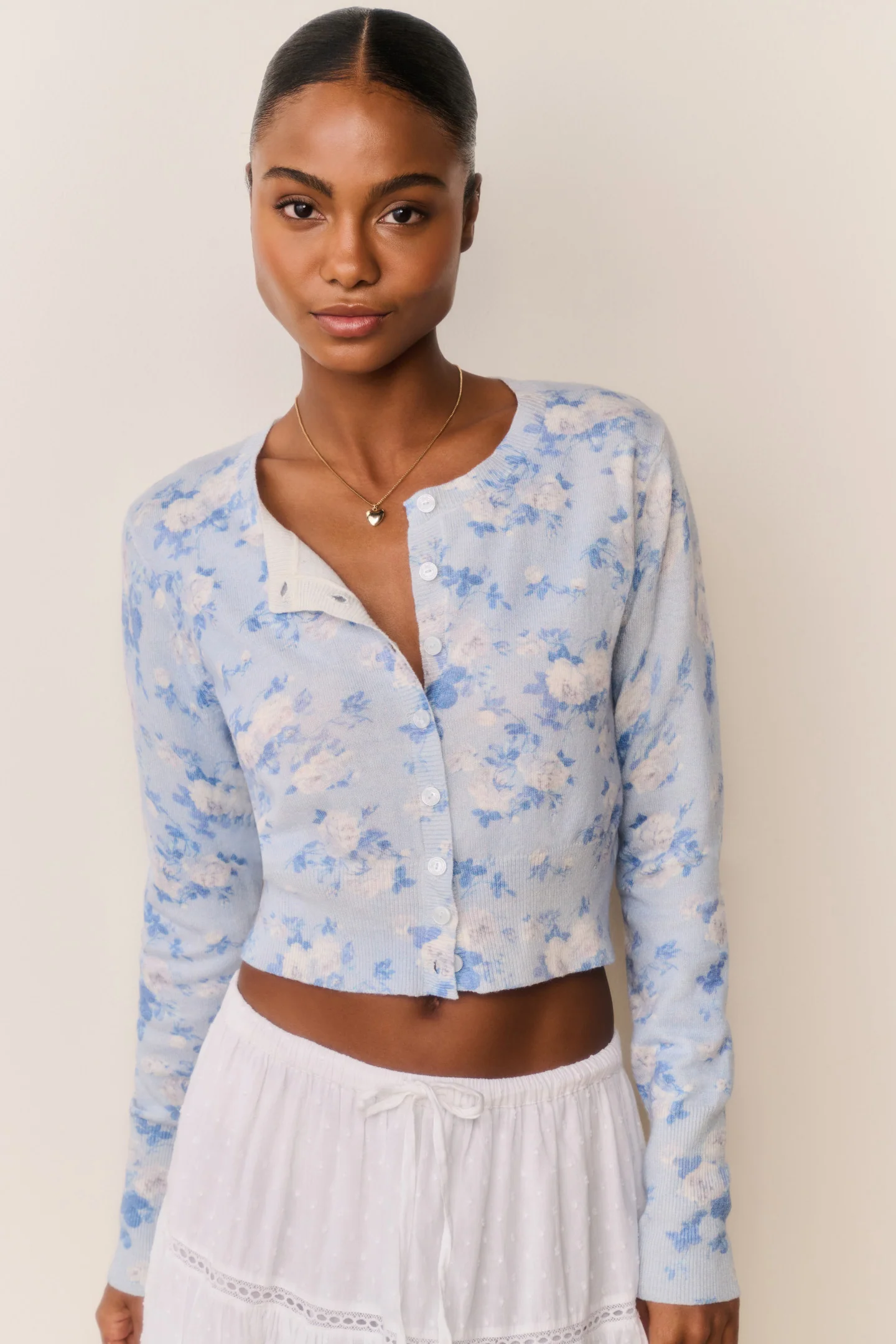 Adeanne Erbstück-Print-Baumwoll-Strickjacke