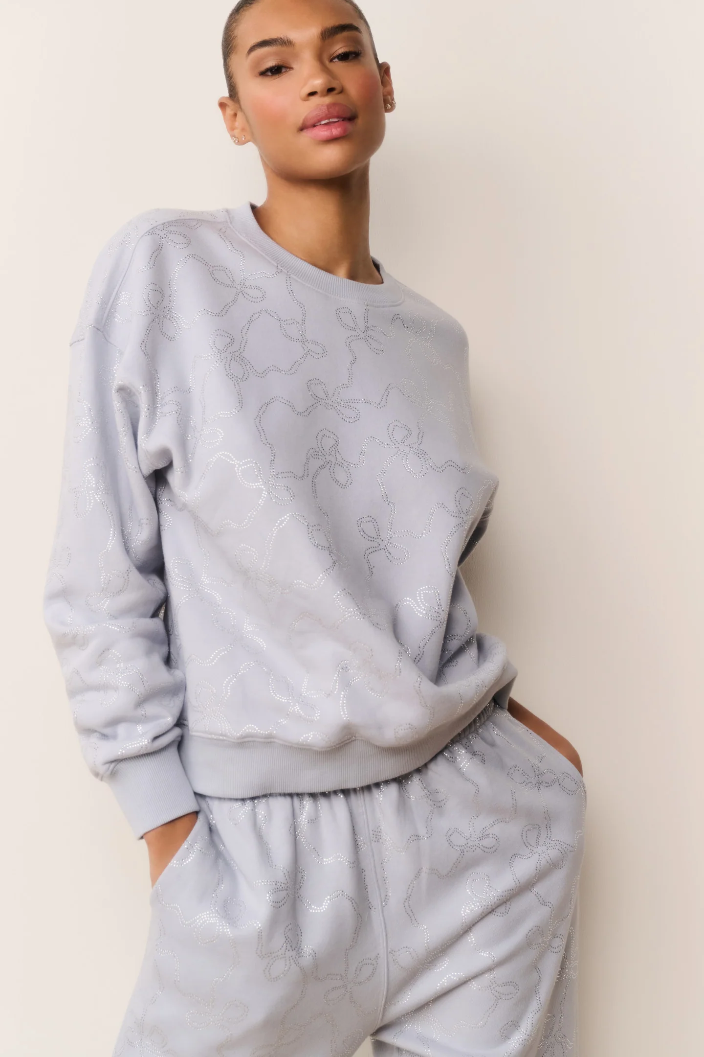 Karabeth Bow-Besetzter Fleece-Pullover
