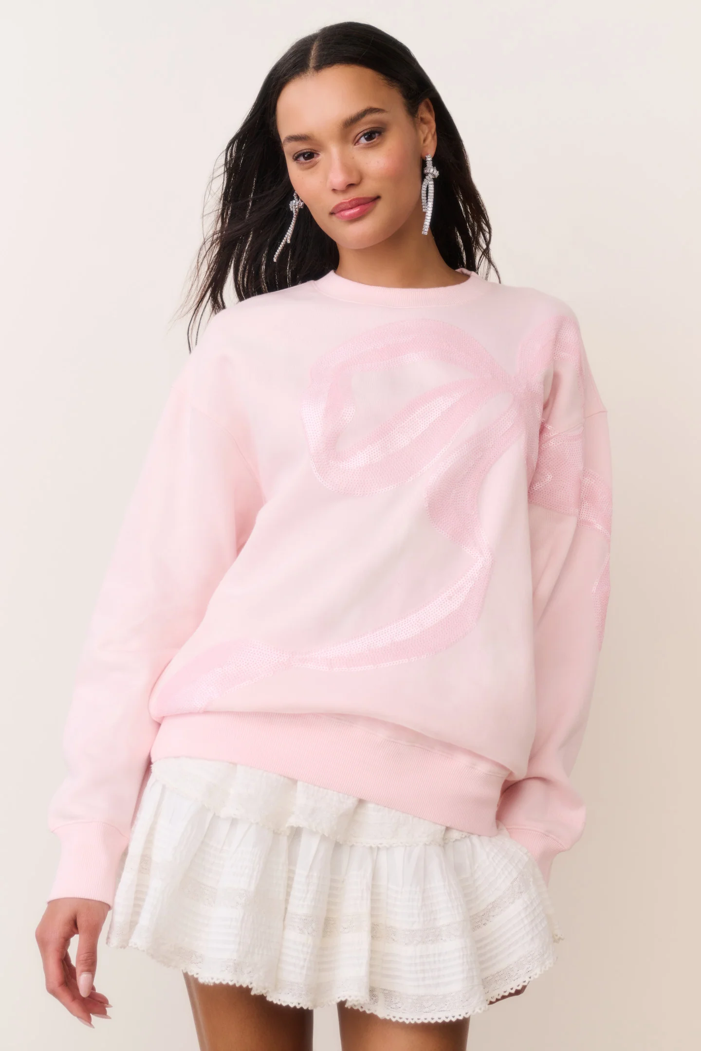 Palo-Pullover aus Fleece mit Pailletten-Bow
