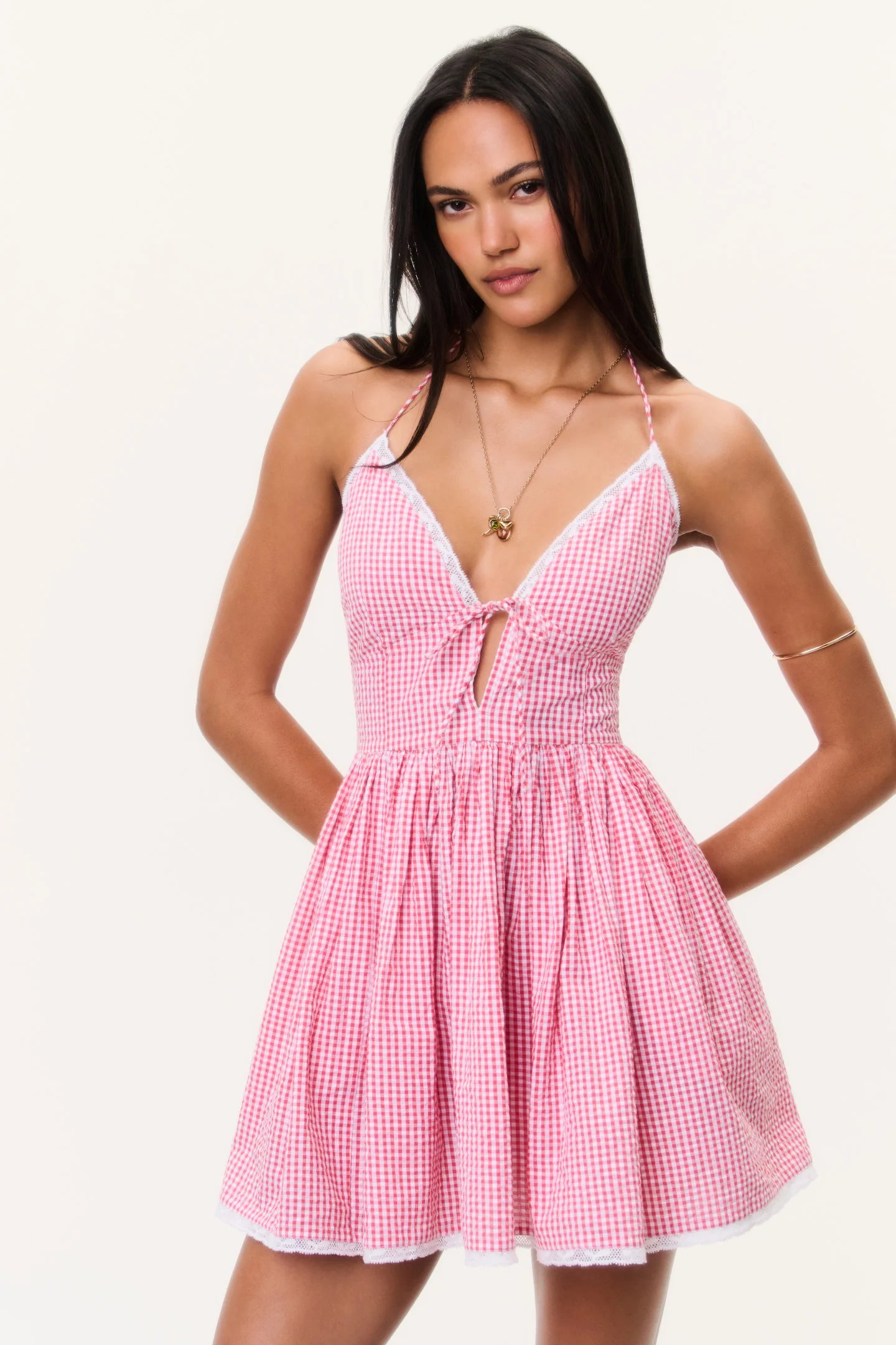Khloe Baumwoll-Gingham-Kurzrock