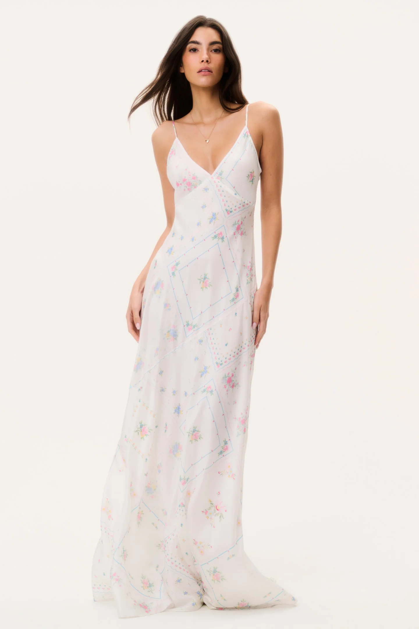 Castilla Seiden-Patchwork-Maxikleid