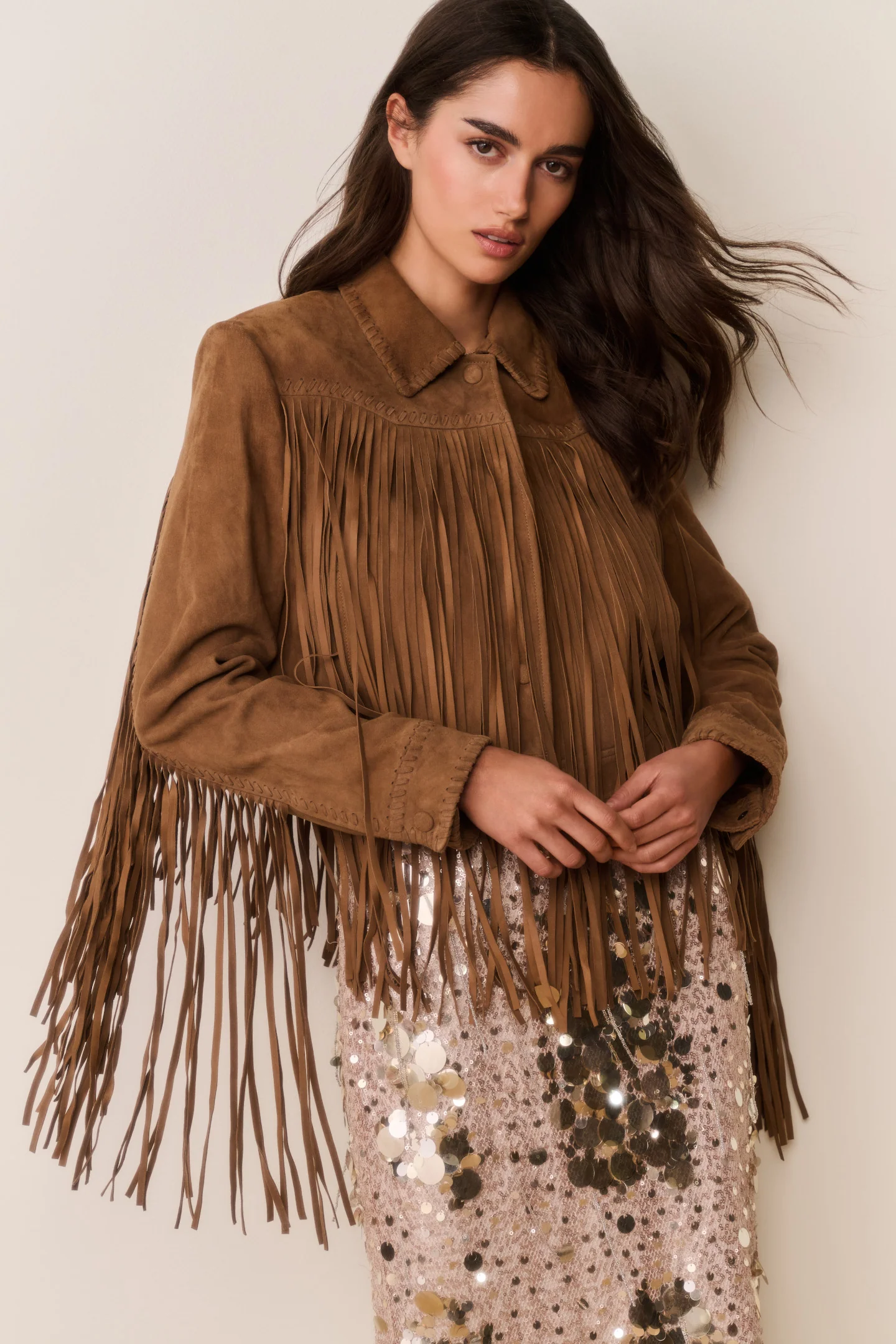 Maelis Wildleder-Fringe-Jacke