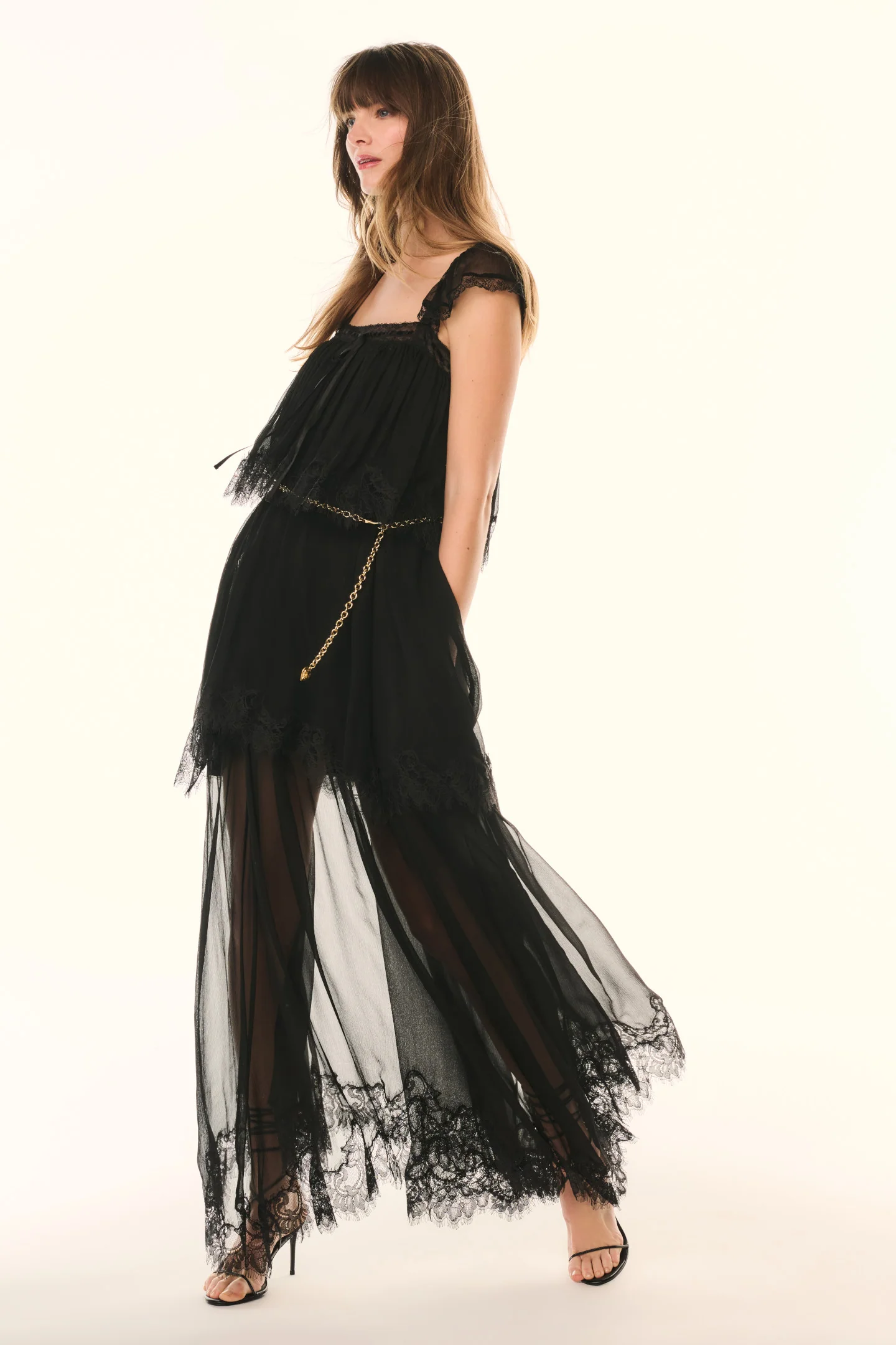 Maralee Seiden-Chiffon-Maxikleid