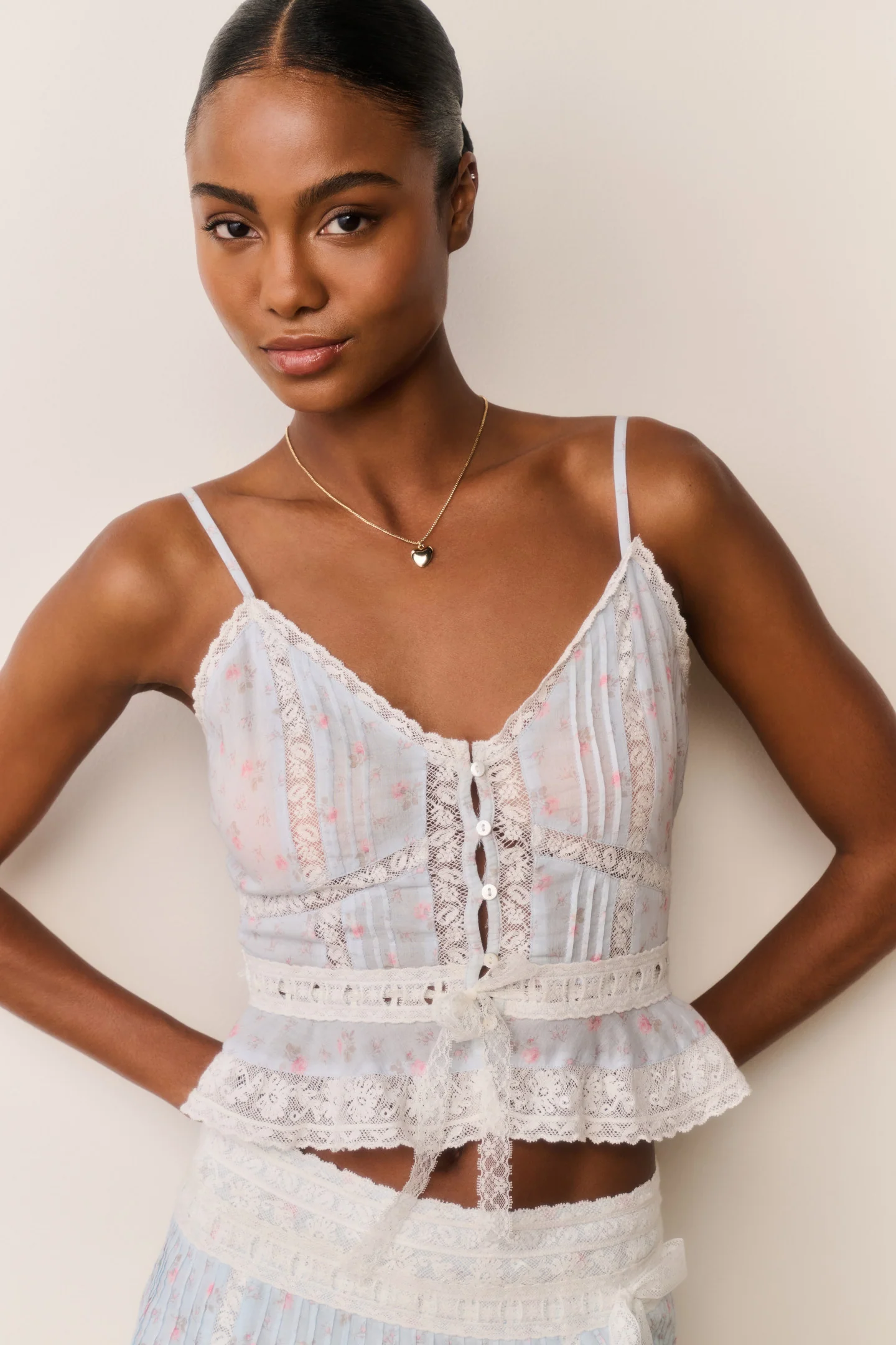 Avra Floral-Baumwoll-Cami mit Peplum
