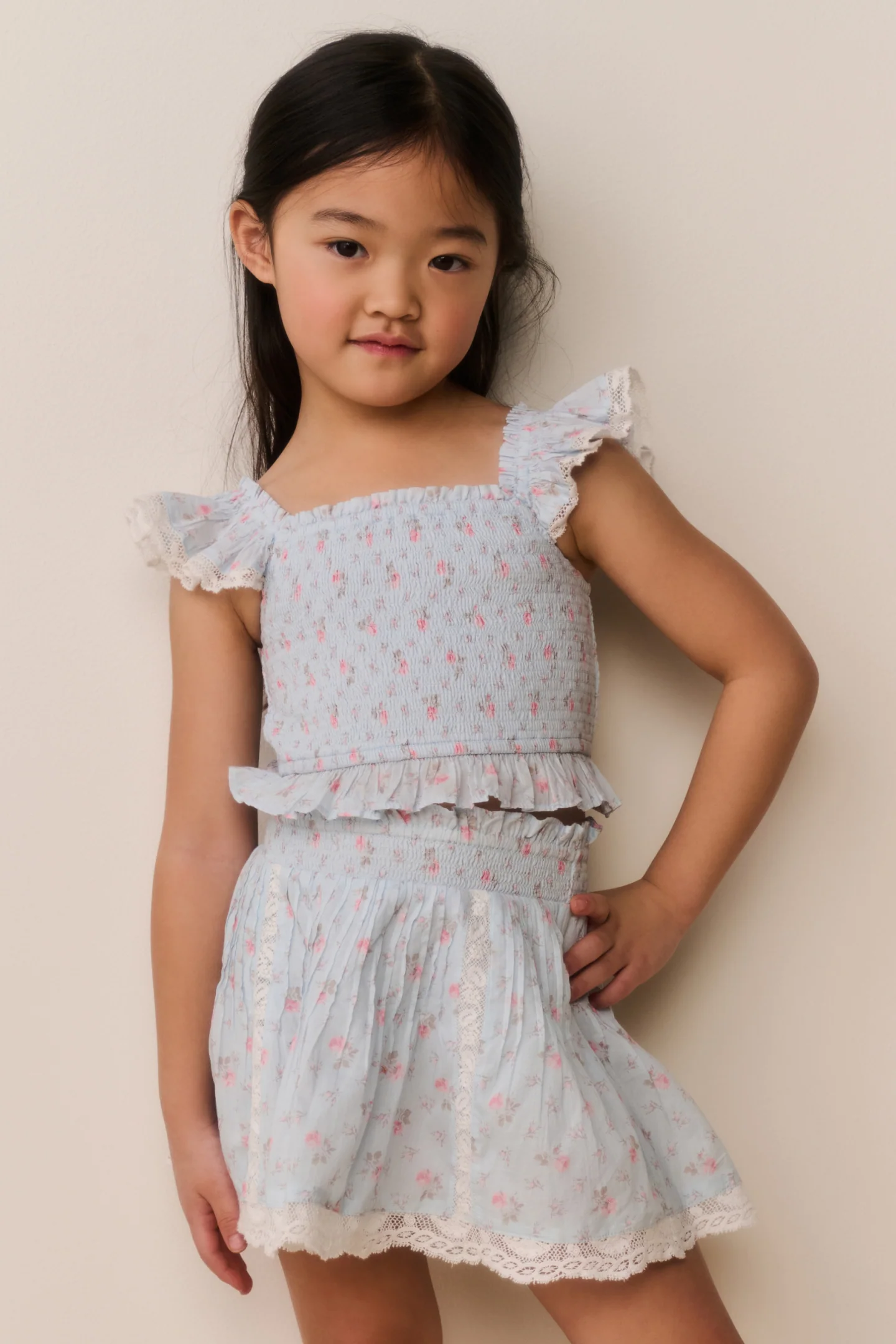 Kleines Mädchen Jeanna Bluse mit Blumenmuster aus Baumwolle