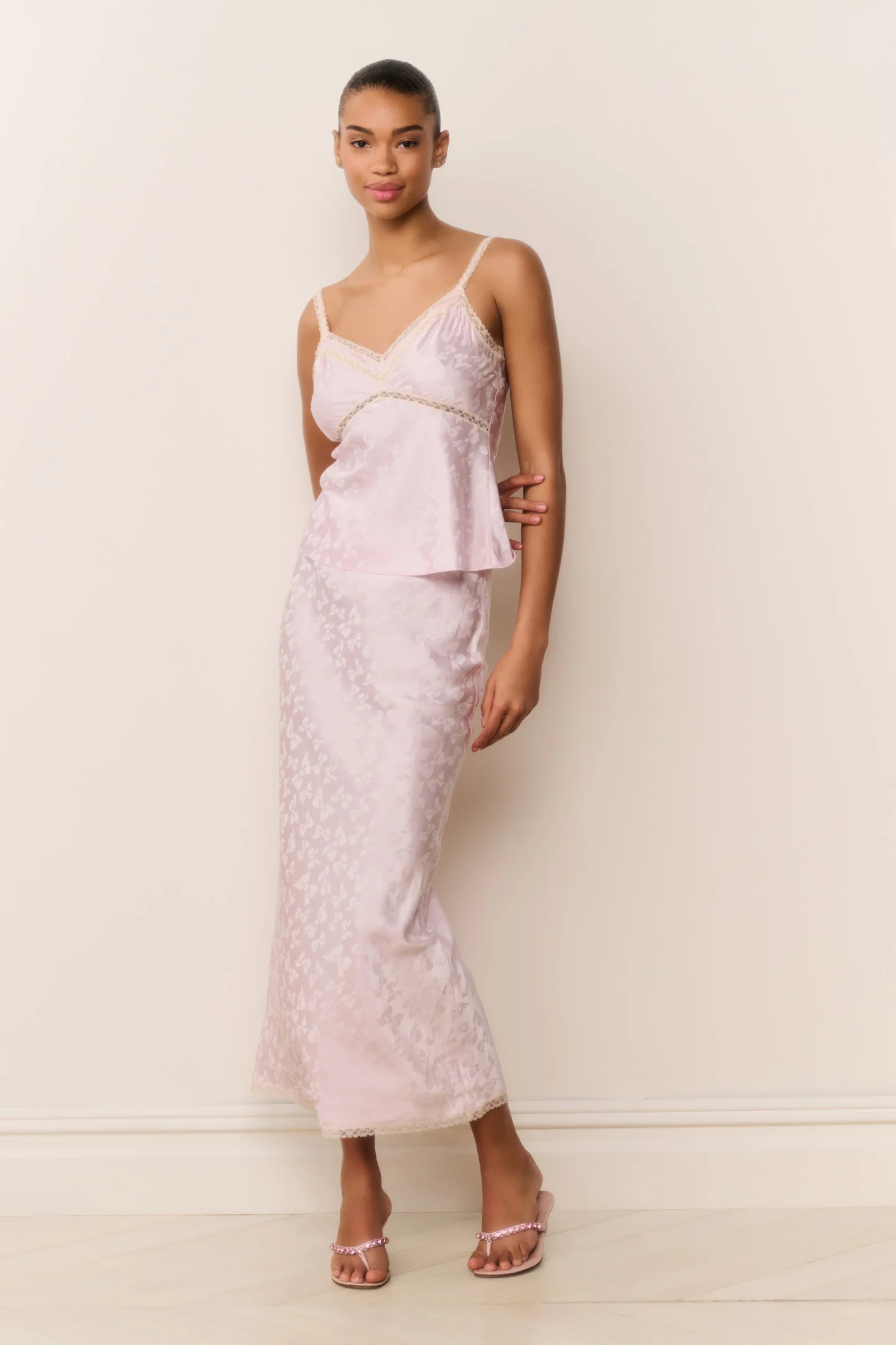Kalo Seidenmischungs-Bow-Jacquard-Maxirock