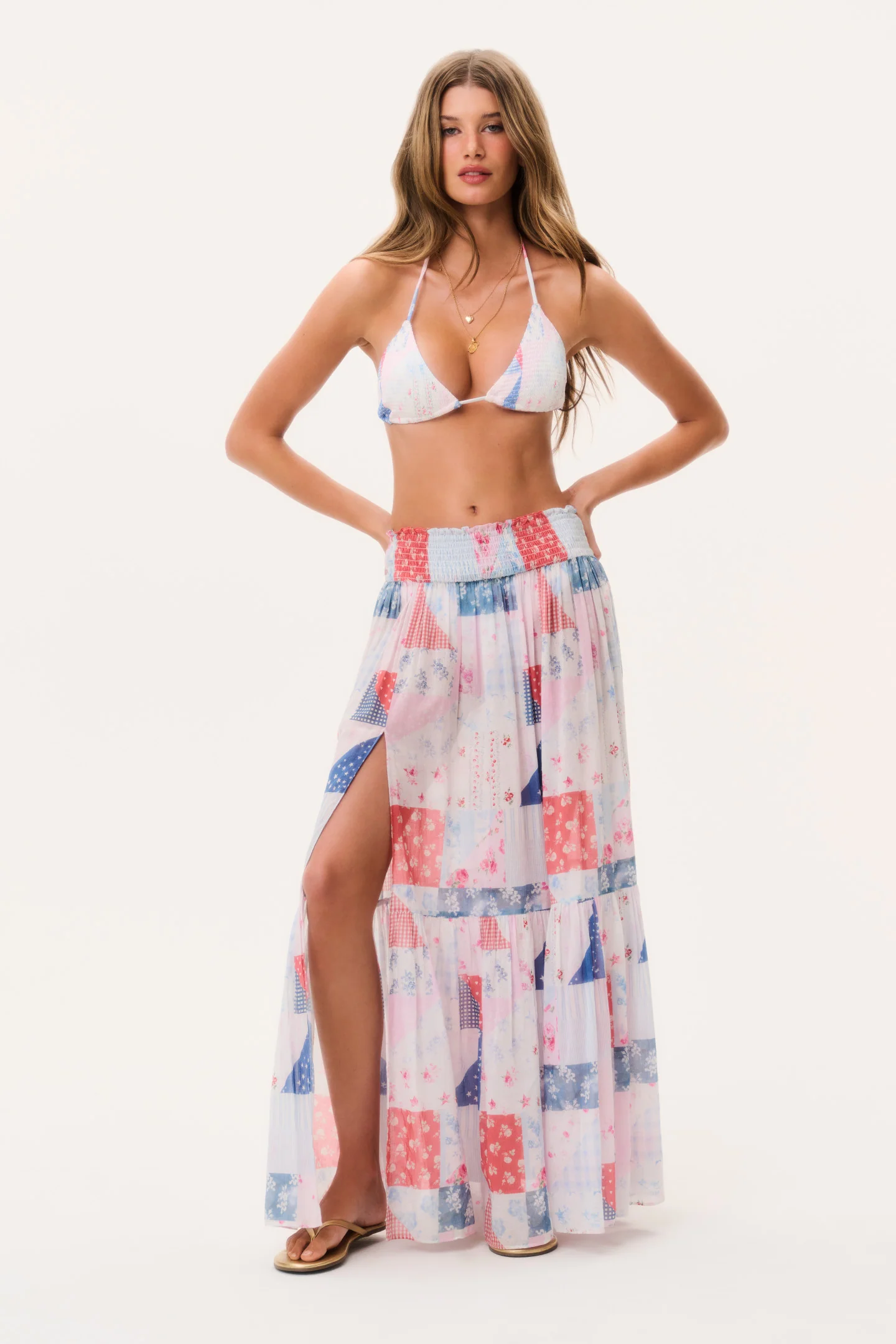 Umber Patchwork-Print-Maxirock