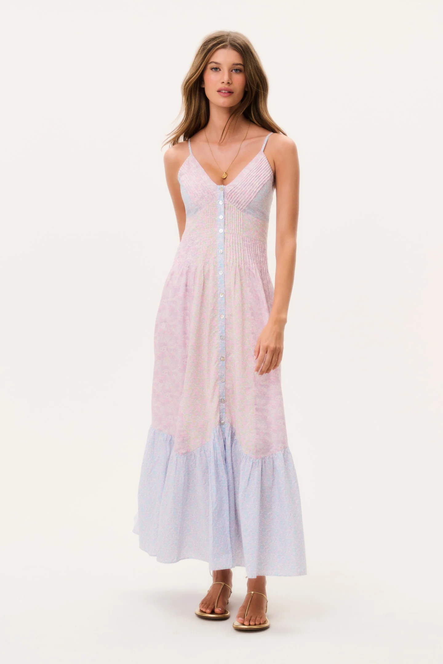 Esilda Maxi-Kleid aus Liberty-Stoffen hergestellt