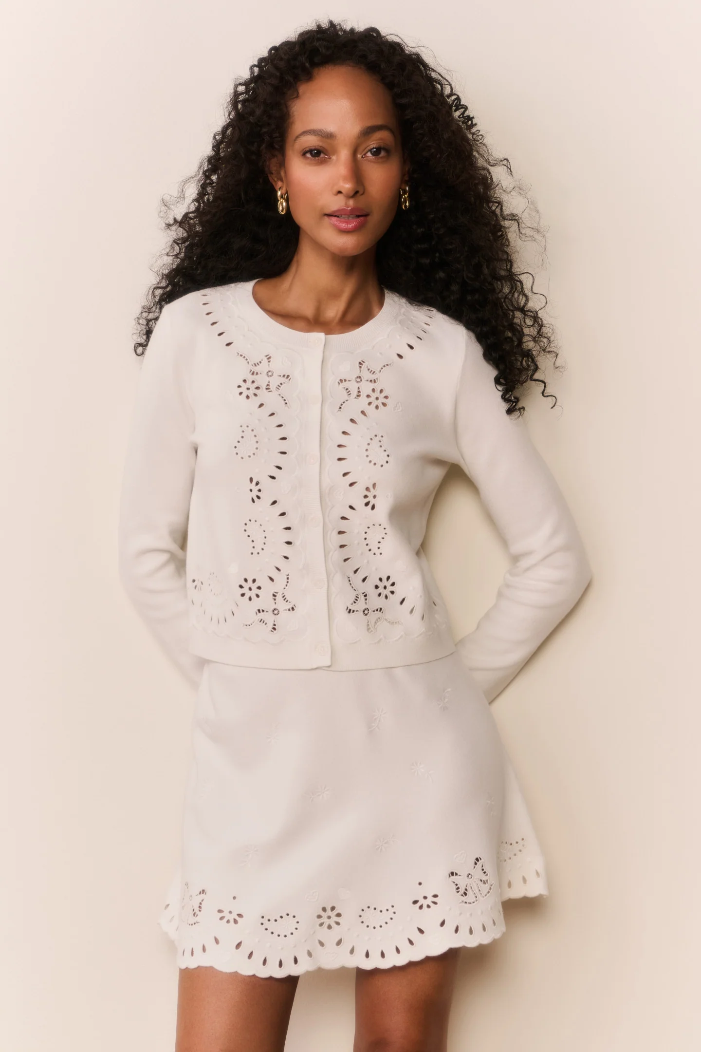 Leda Bandana Eyelet Strickcardigan