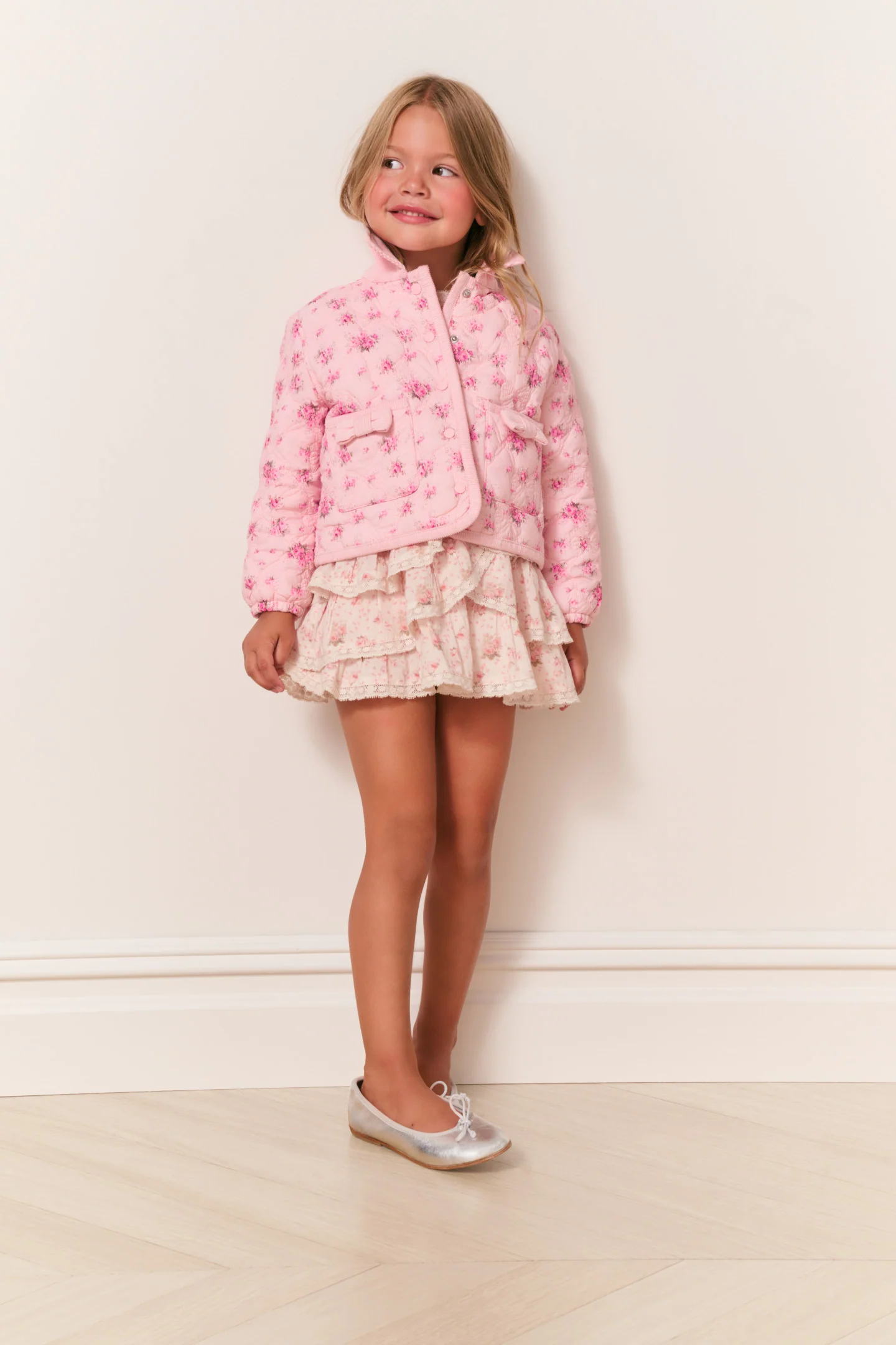 Mädchen Aubrina Blumen-Quilted Jacke