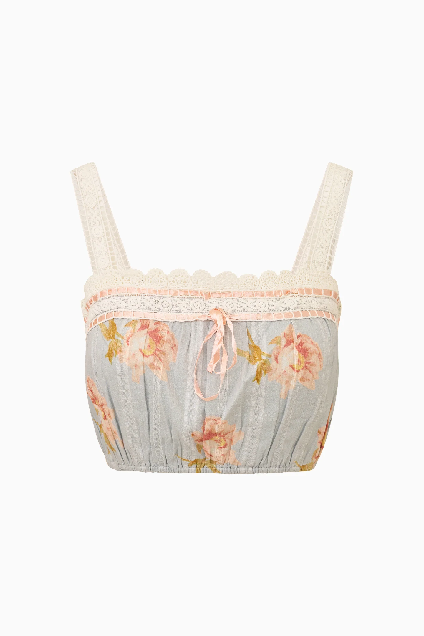 Broca Baumwoll-Pfingstrose-Print-Crop-Top