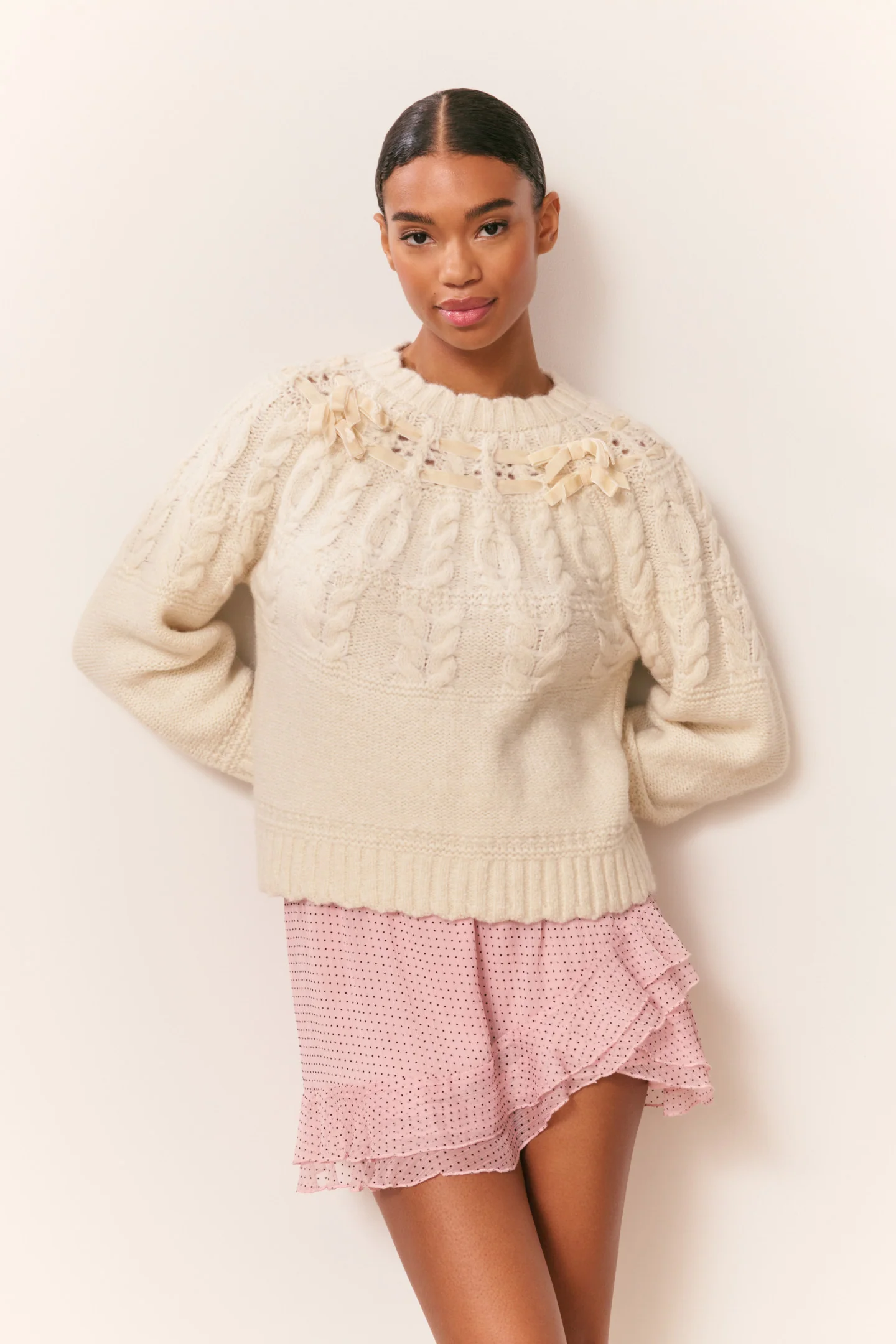 Sloanna Strickpullover aus Baumwollband