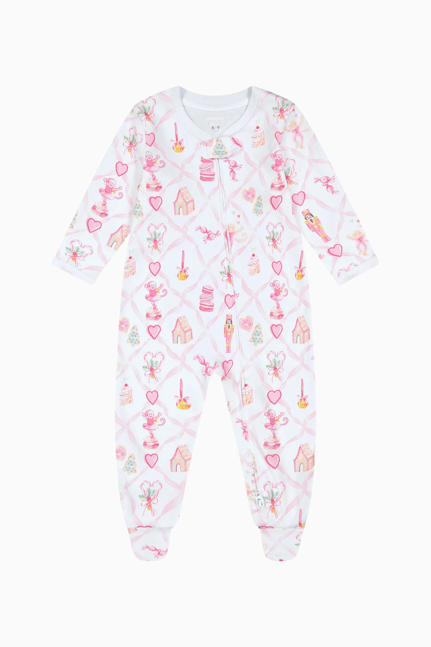 LoveShackFancy x Roller Rabbit Säuglings-Sugarplum-Lattice-Reißverschluss-Footie