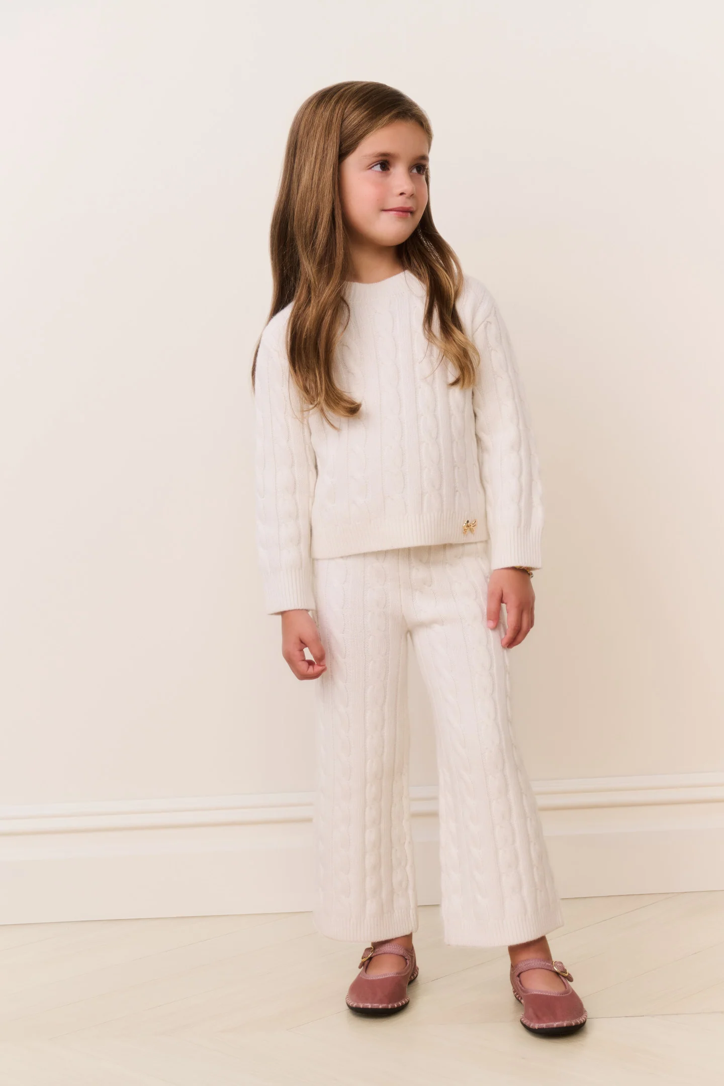 Kleines Mädchen Sallie Strickpullover mit Kabelmuster