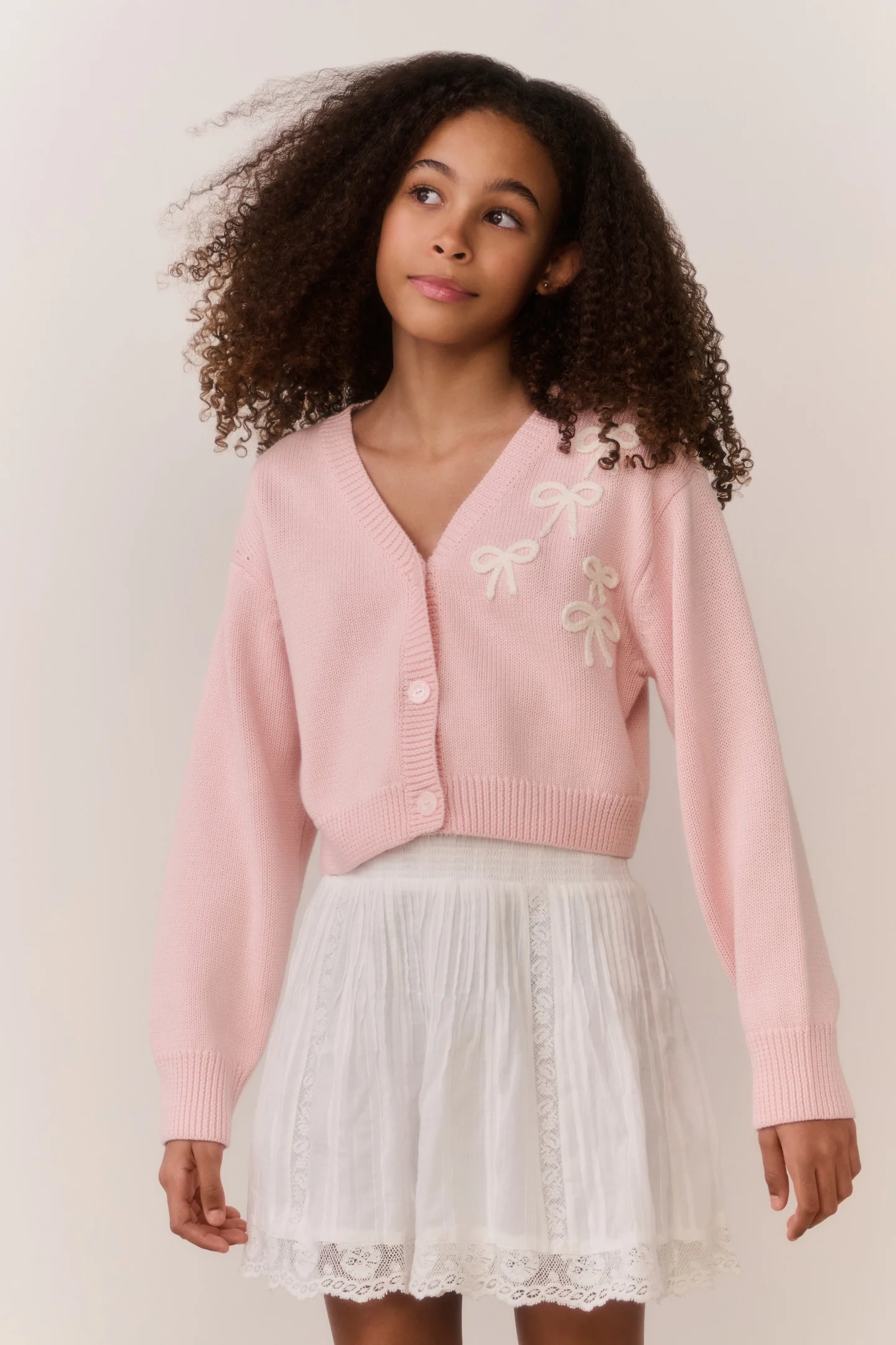 Tween Jayne Schleife bestickter Cardigan