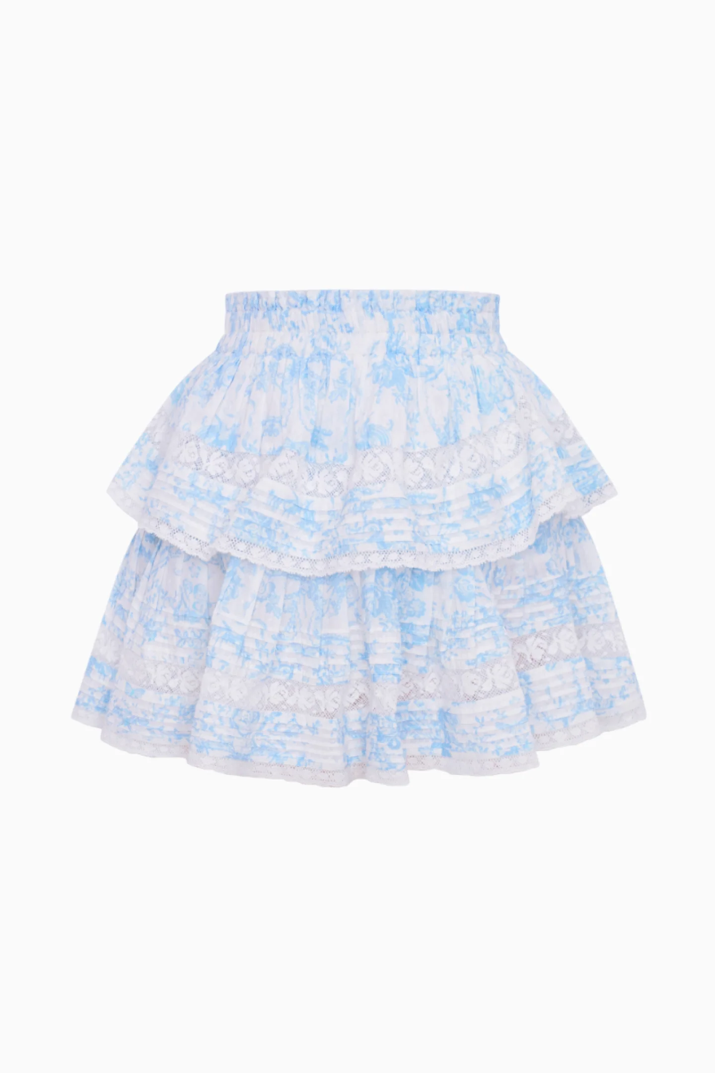 Rüschen-Mini-Rock mit Toile-Print