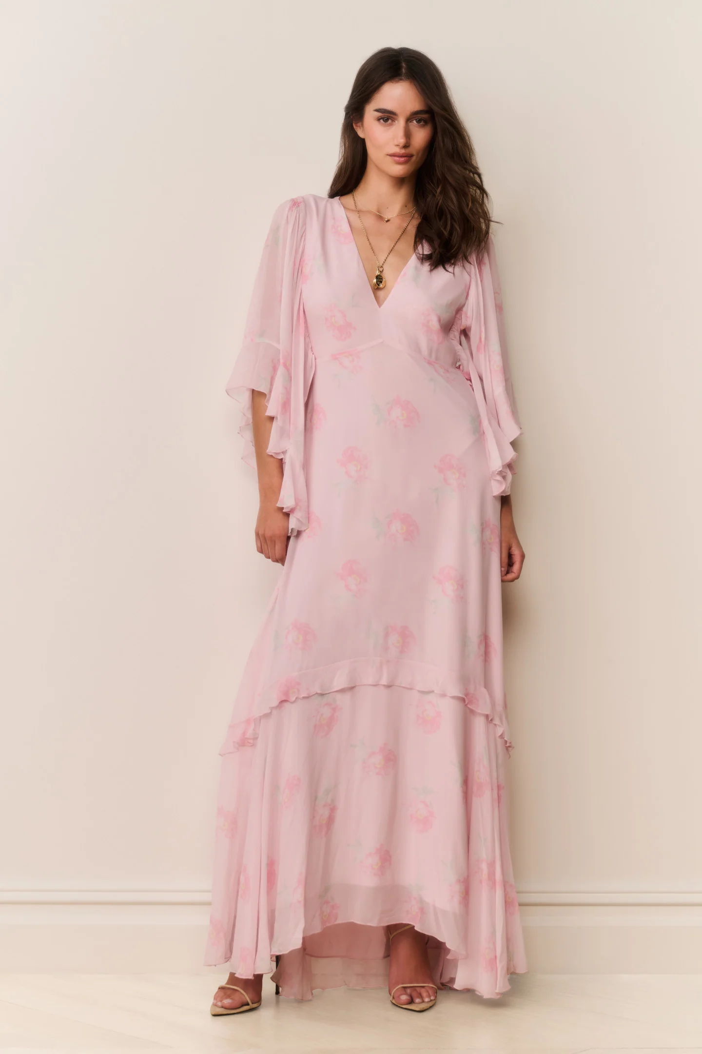 Brinley Blumen-Chiffon-Maxikleid