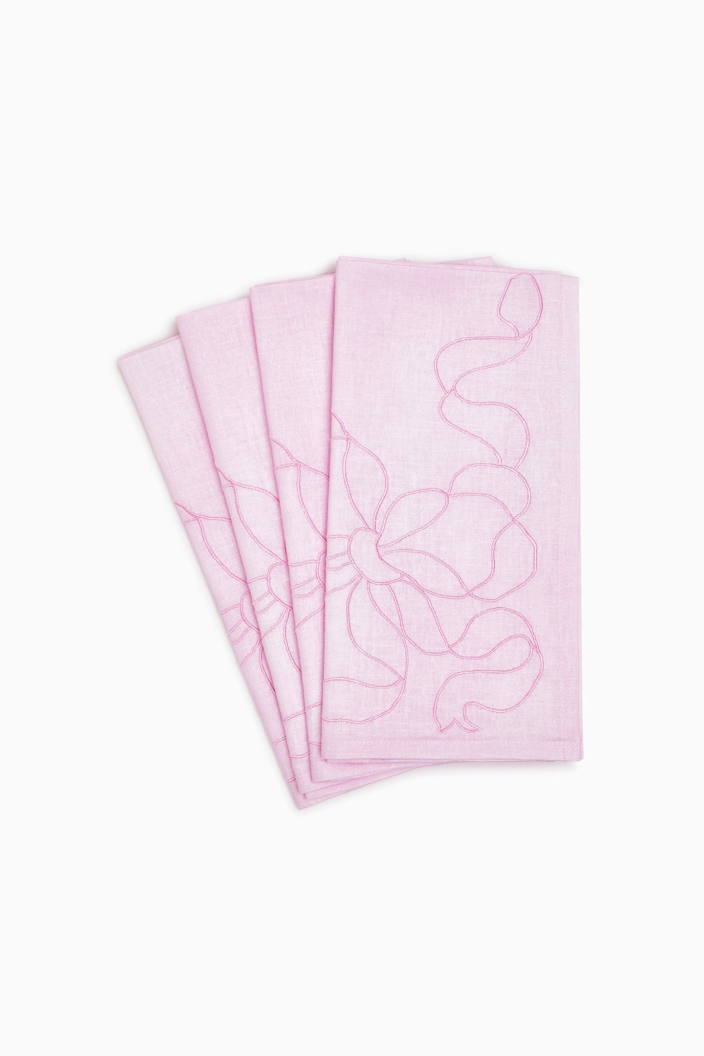 Bestickte Leinen-Schleifen-Tischservietten - 4er Set
