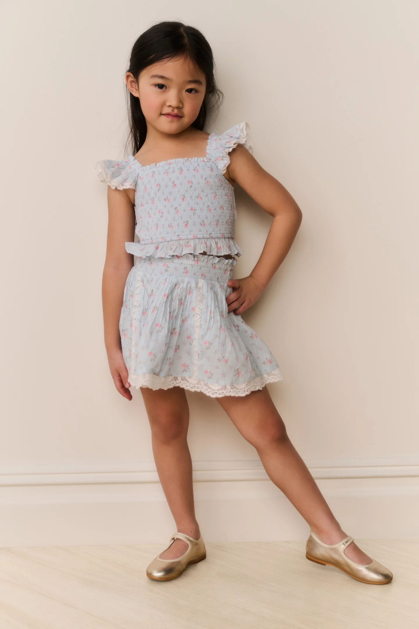 Kleines Mädchen Jeanna Bluse mit Blumenmuster aus Baumwolle