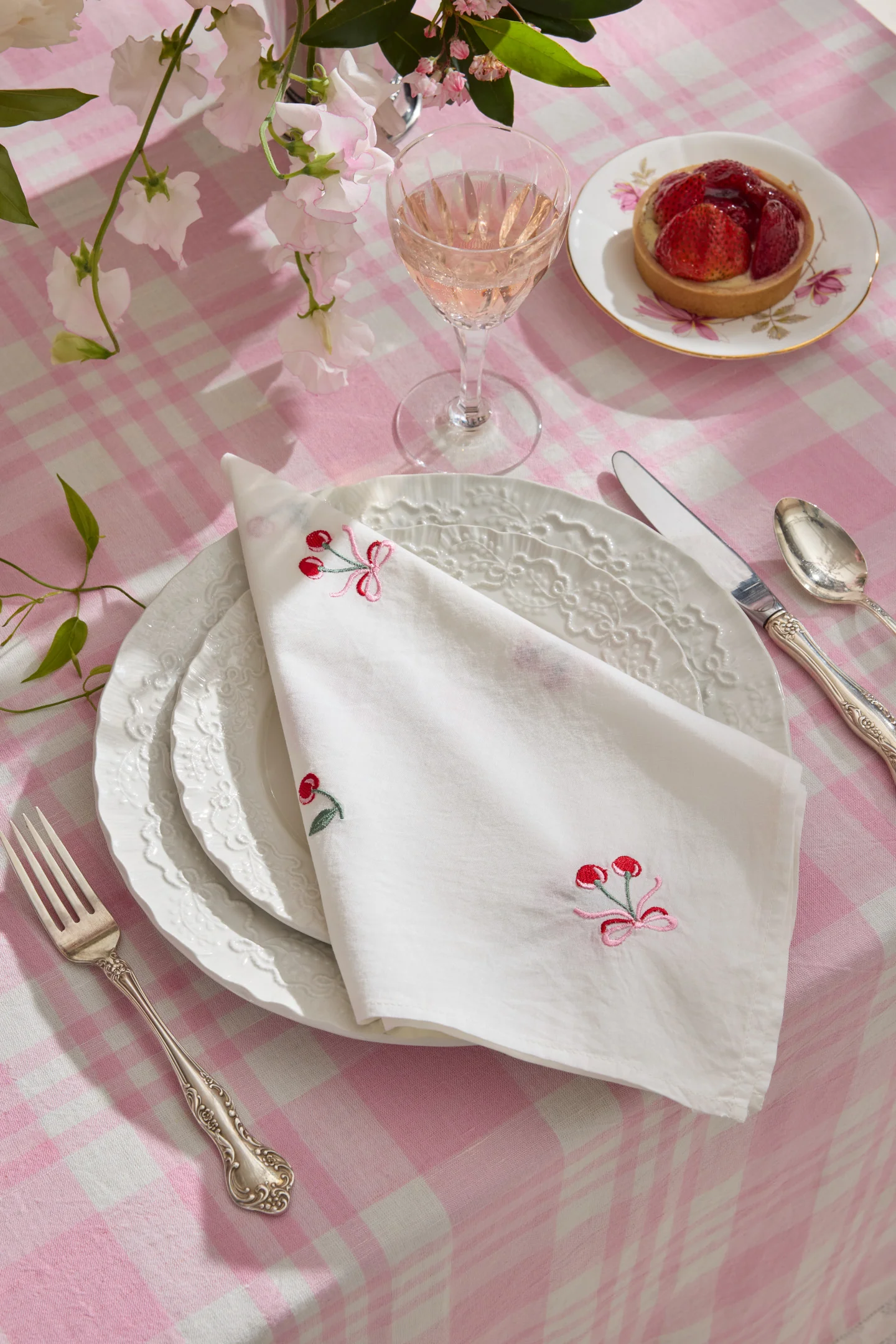 Bestickte Servietten - Set aus 4 Stück