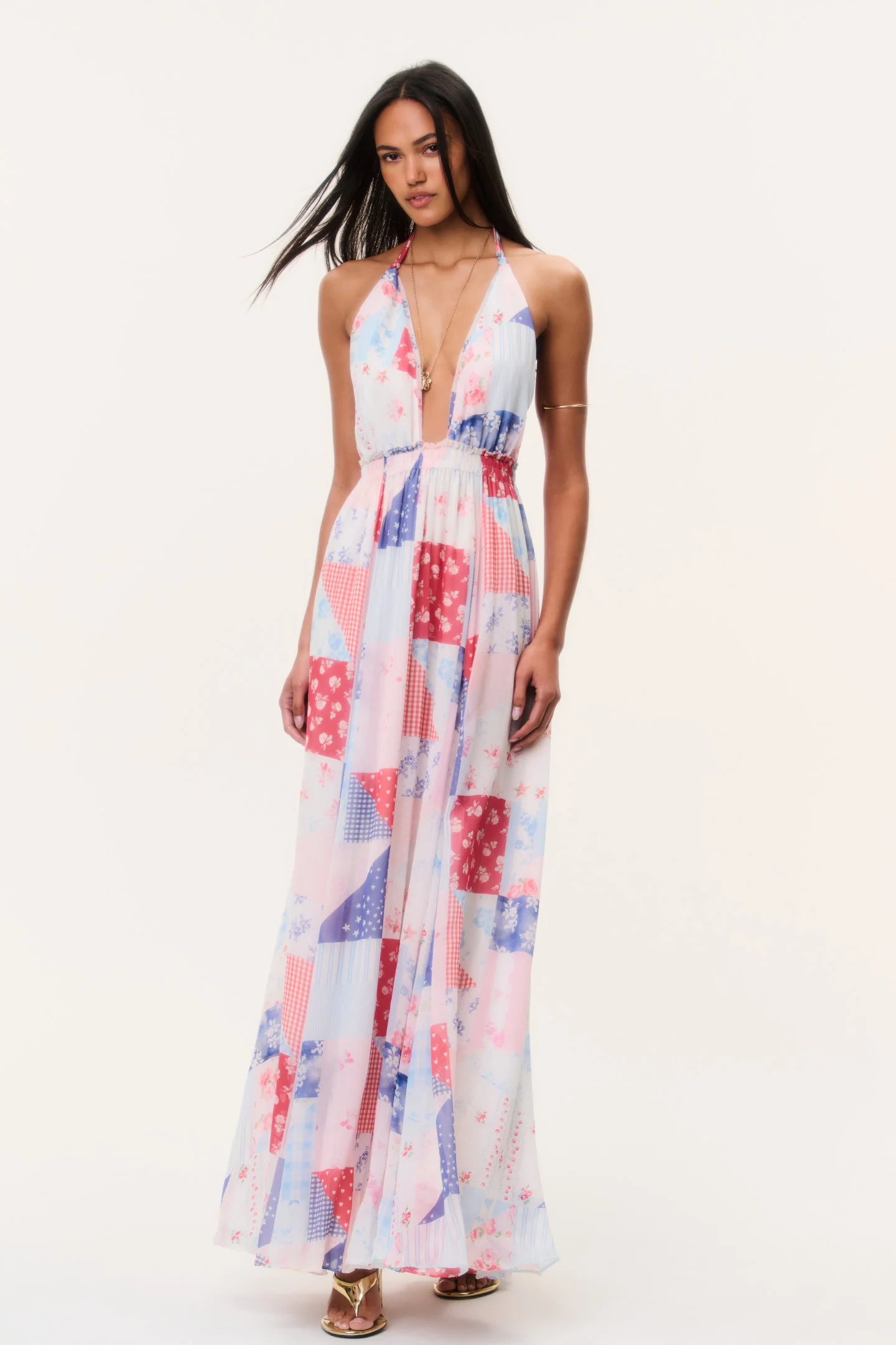 Fancy Patchwork-Halter-Maxikleid