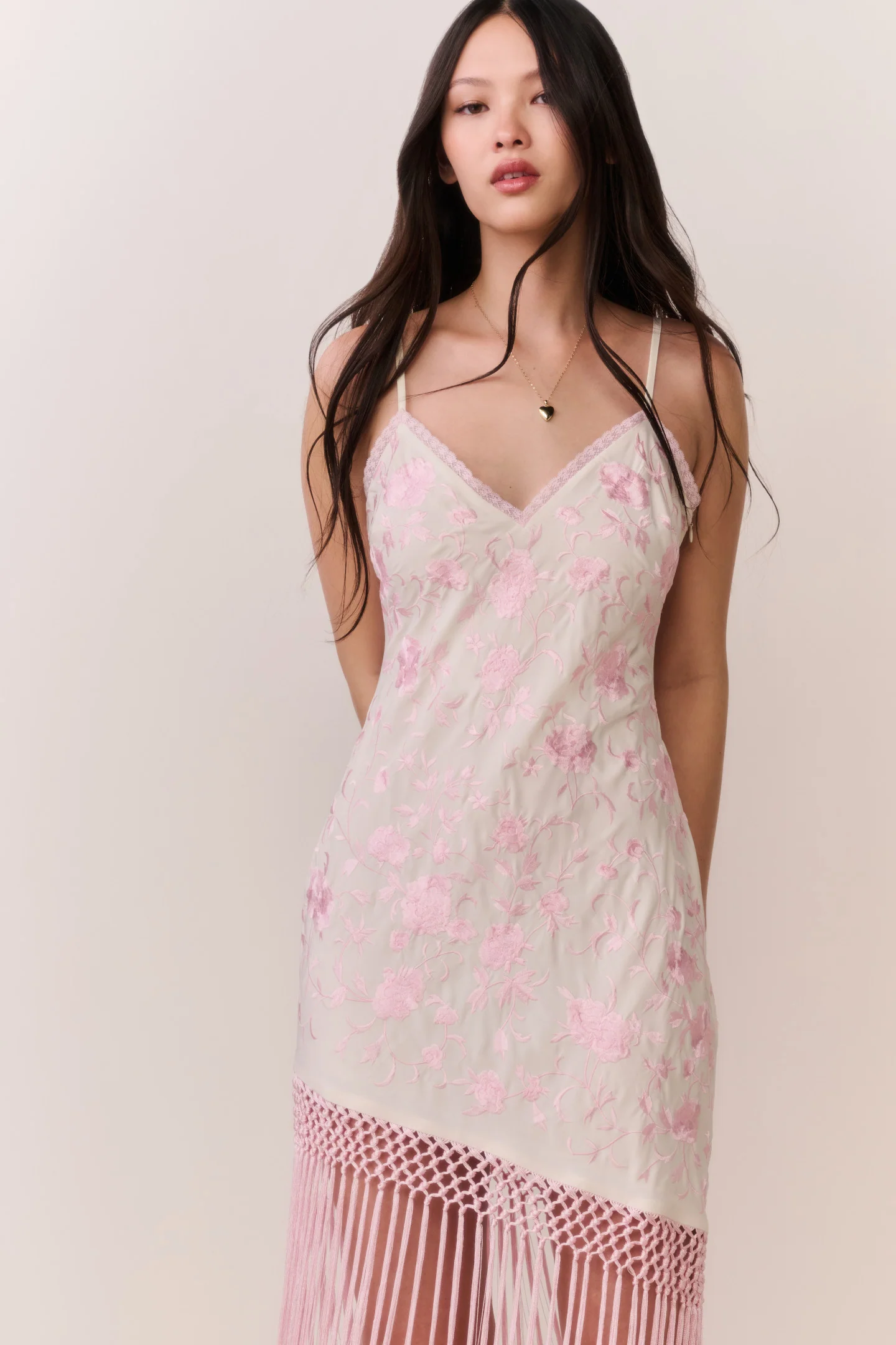 Evalette Floral Fringe Maxikleid