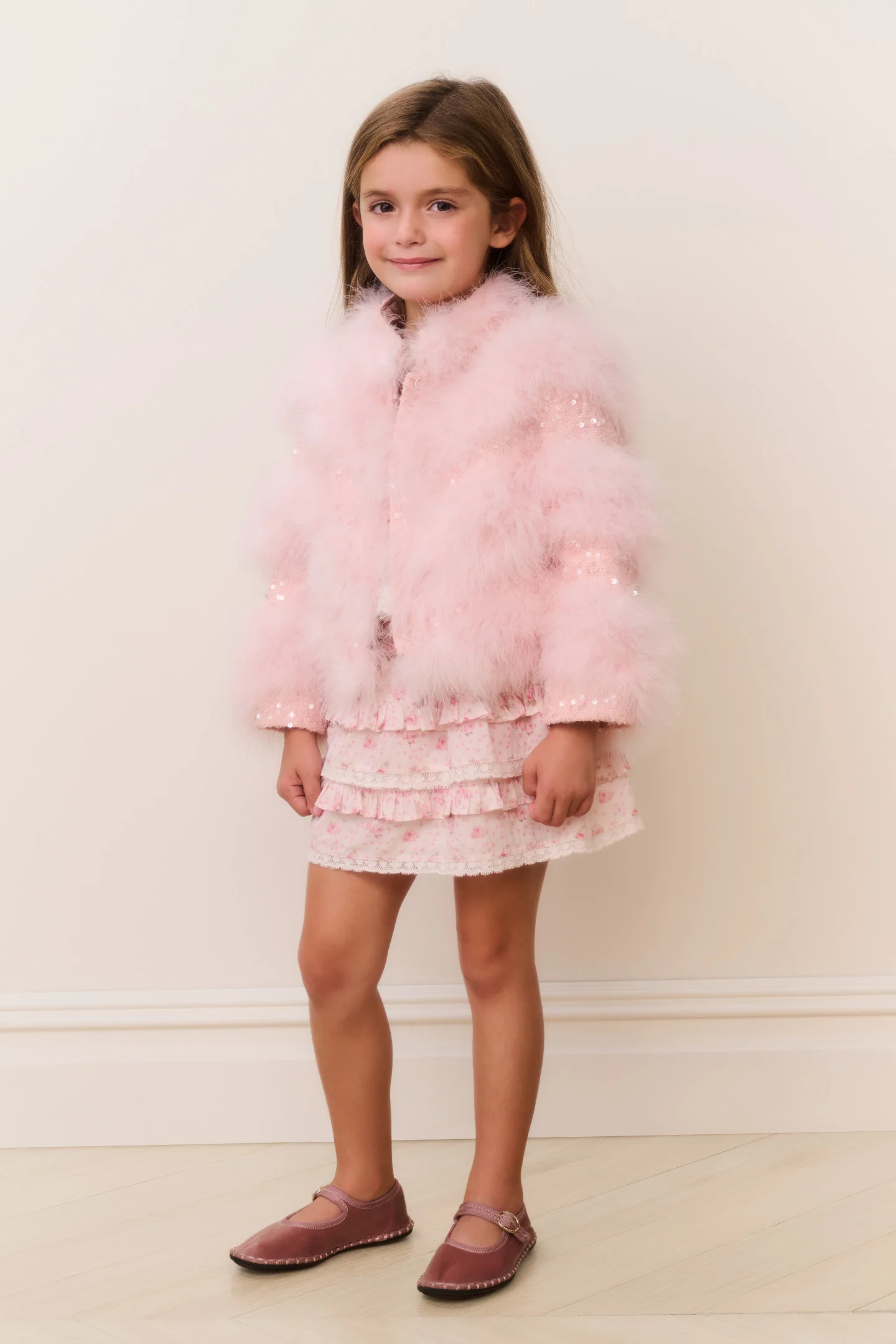 Kleines Mädchen Trislyn Feder Paillettenjacke