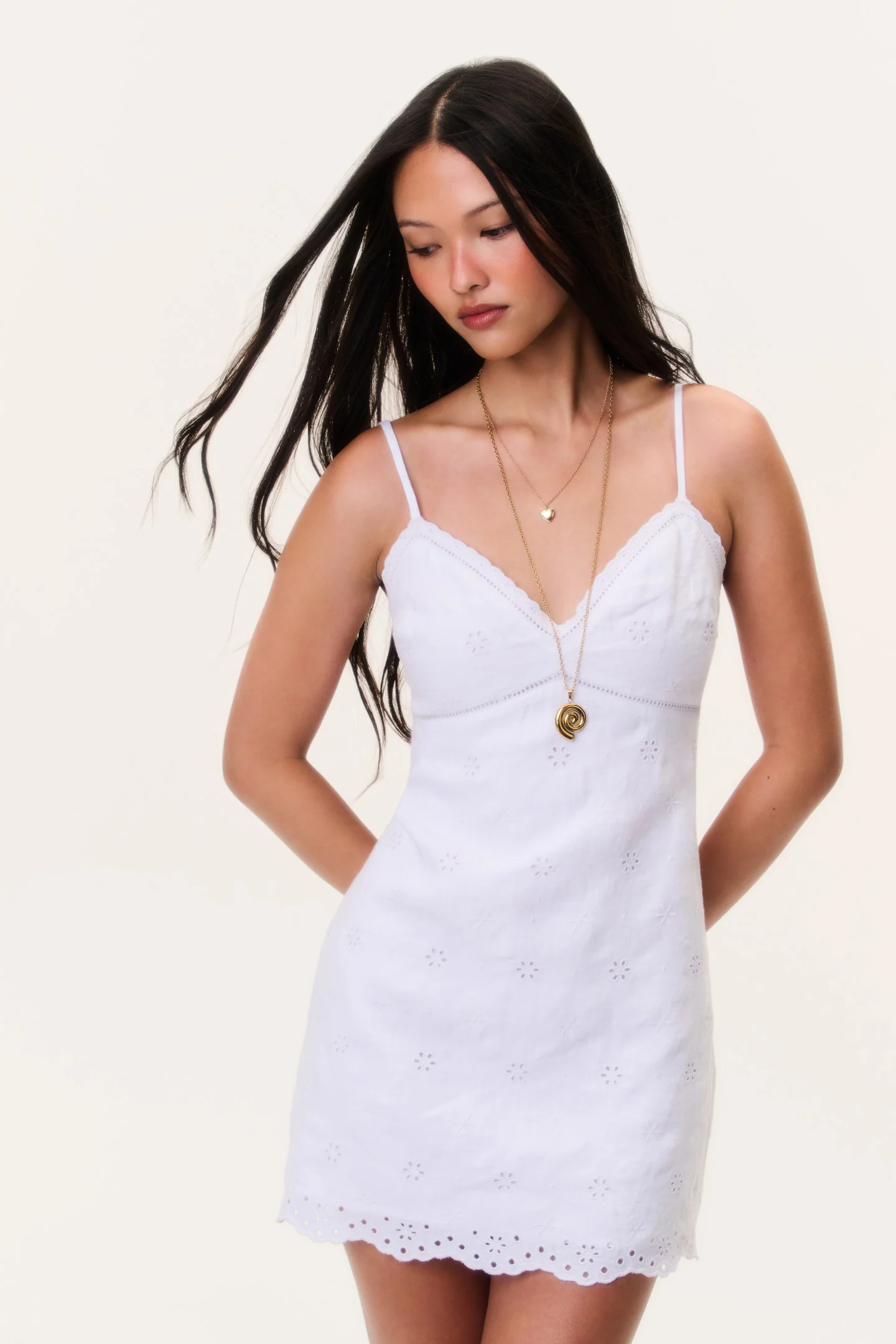 Becklyn Eyelet Leinen Mini-Kleid