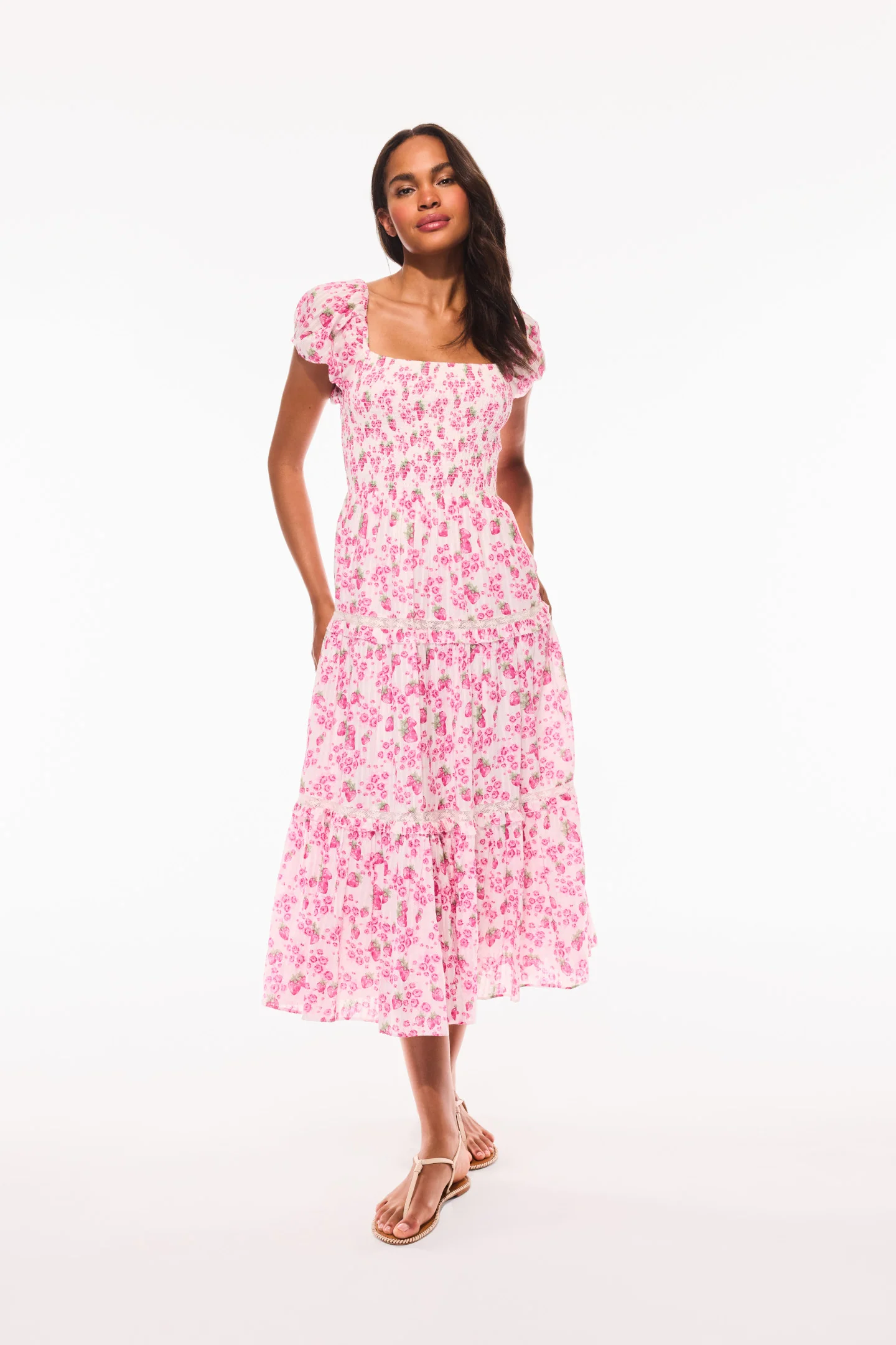 Masie Sommer Erbstück-Print-Midi-Kleid