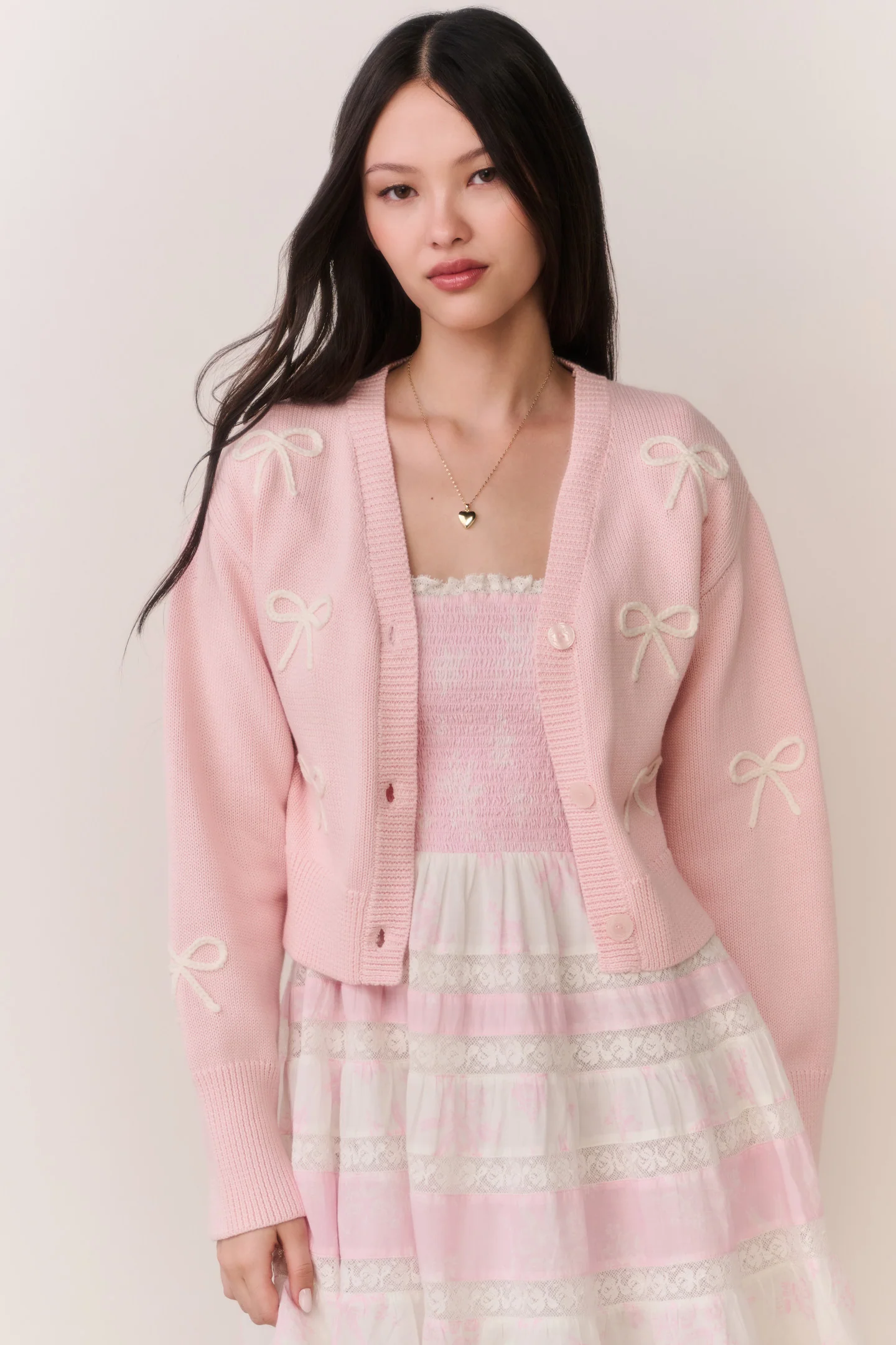 Francette Baumwoll-Bow bestickter Cardigan