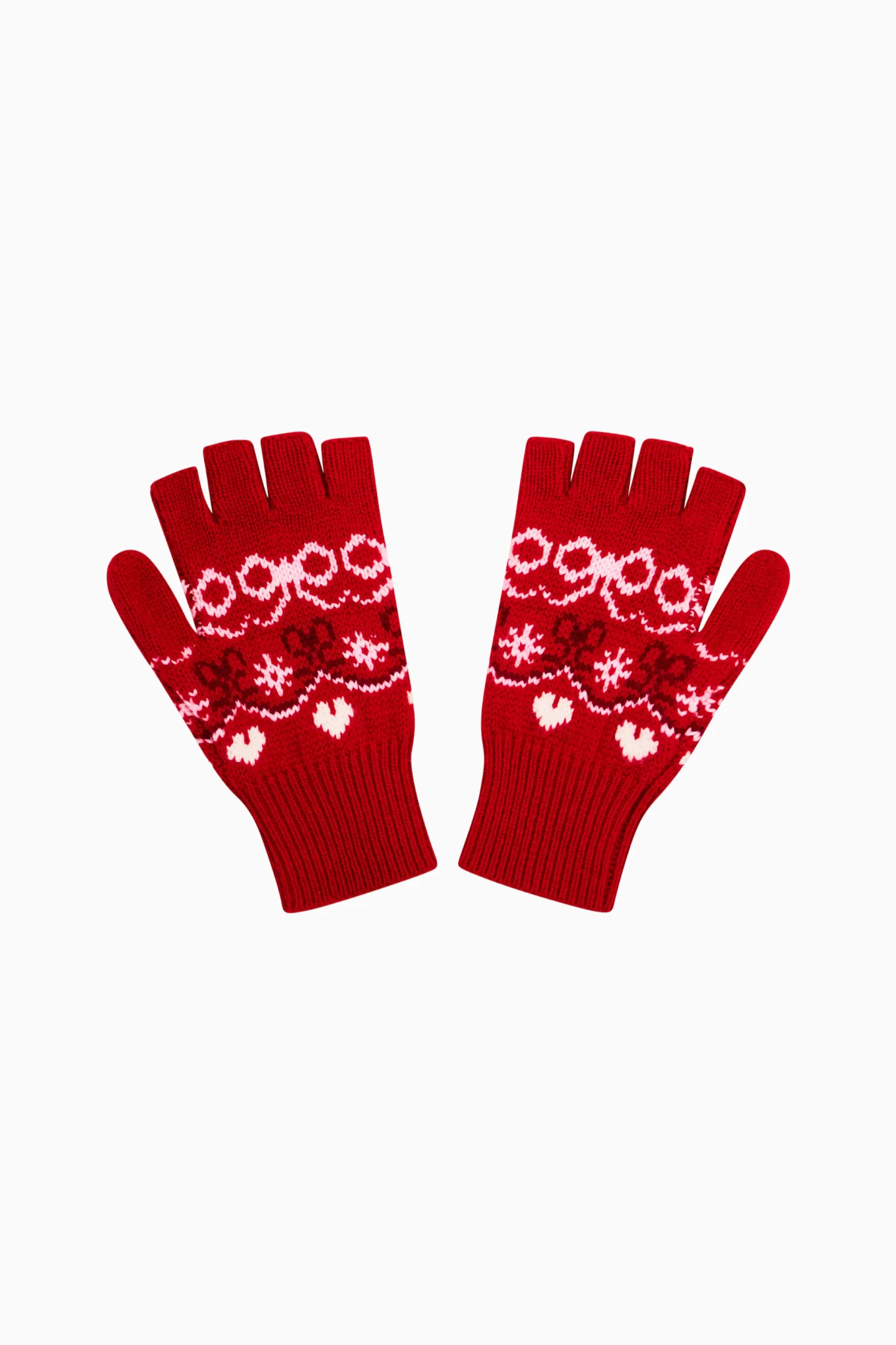 Emeri Wolle Fair Isle Fingerlose Handschuhe