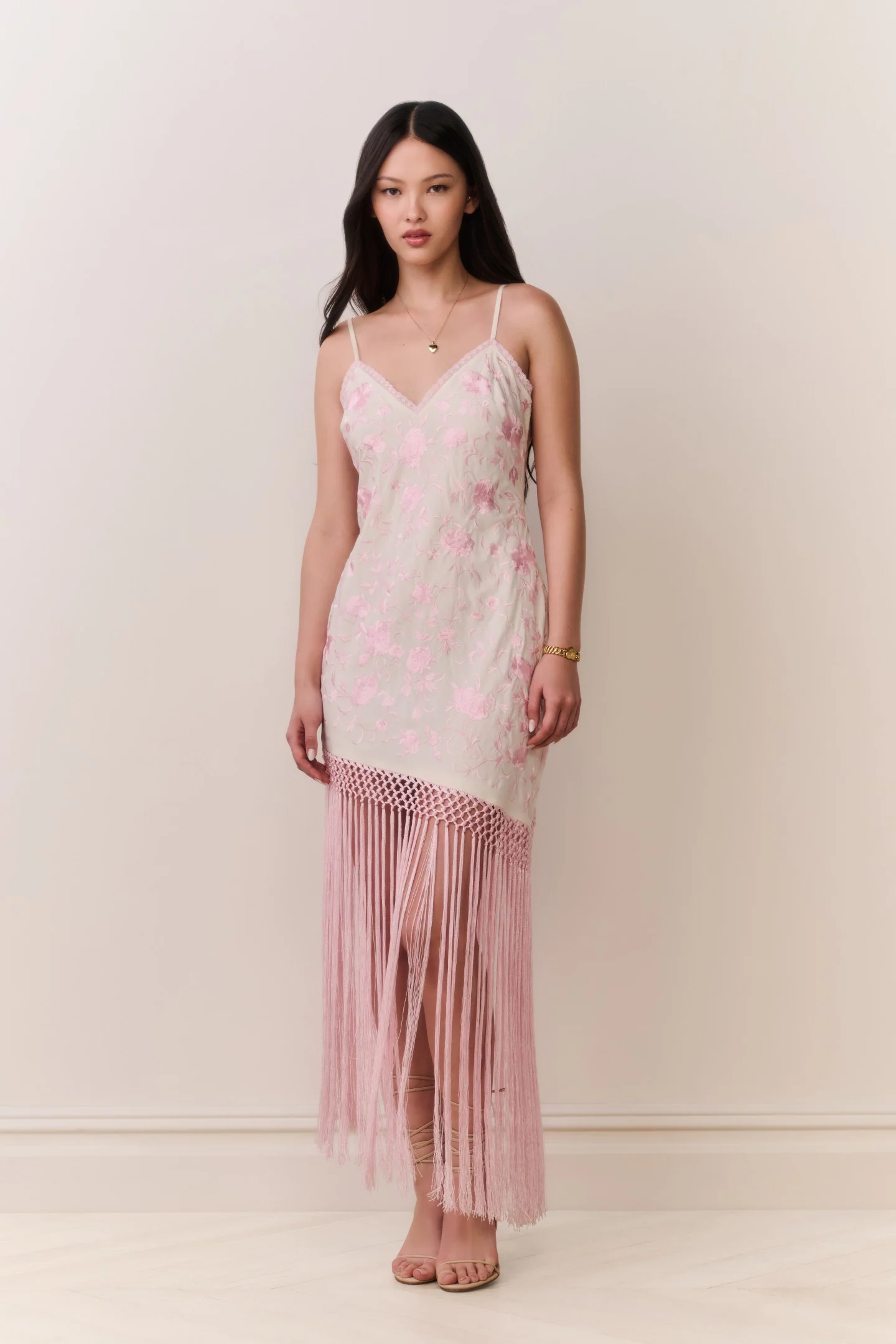 Evalette Floral Fringe Maxikleid