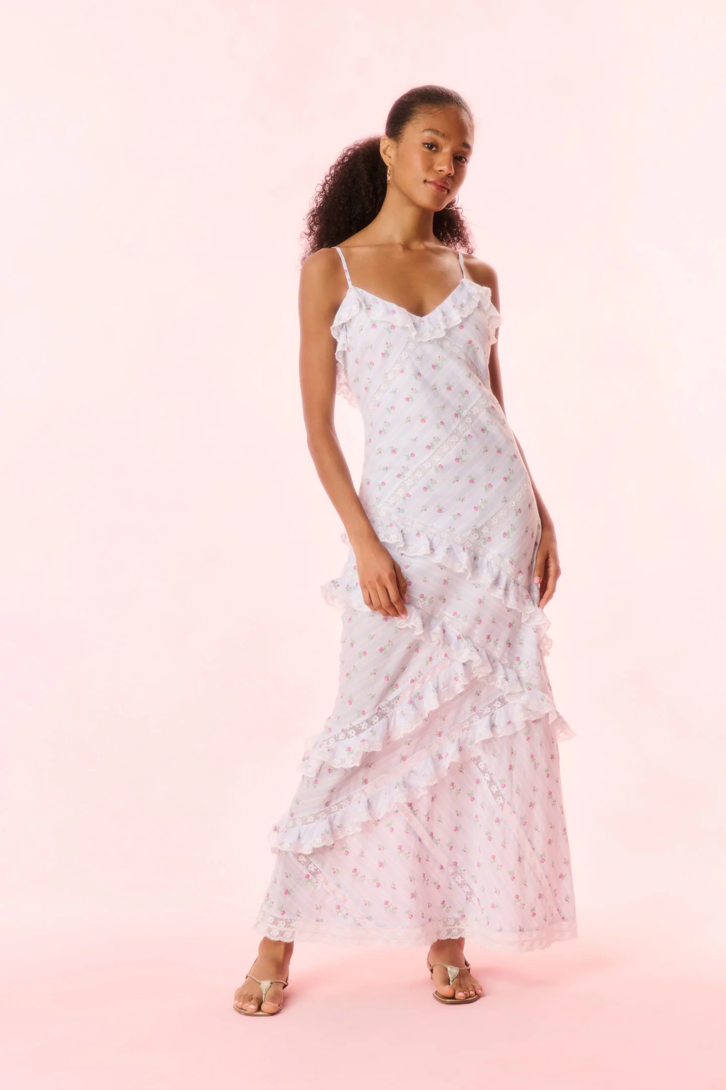 Nocelle Baumwoll-Rüschen-Maxikleid