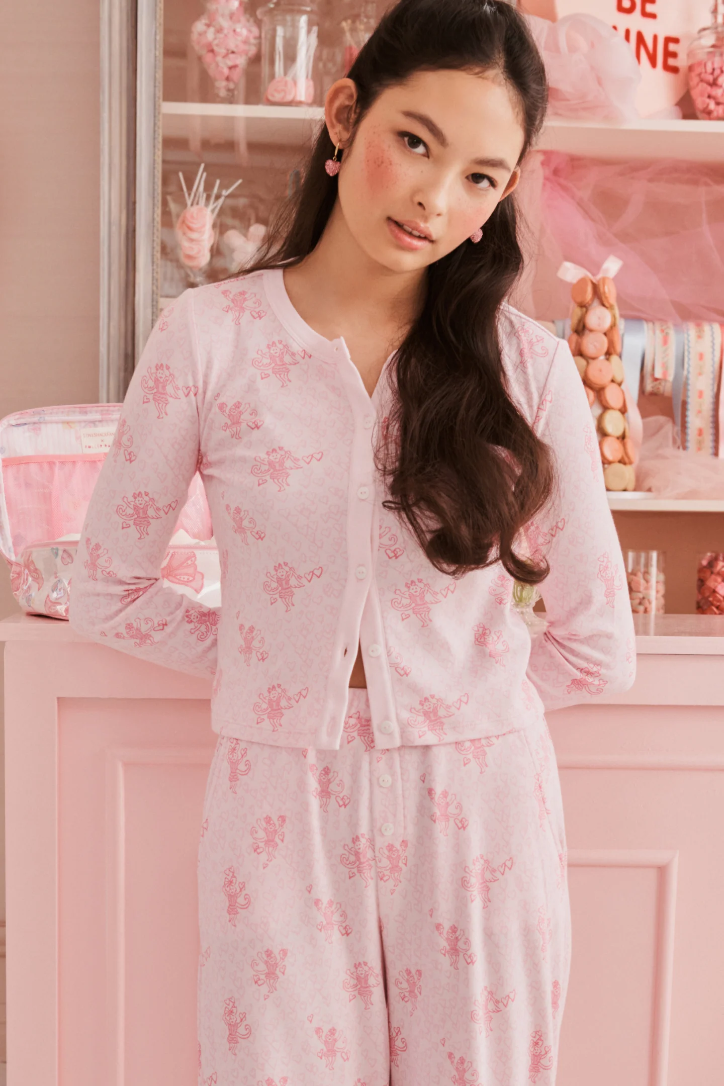 LoveShackFancy x Roller Rabbit Hearts Nessa Strickjacke