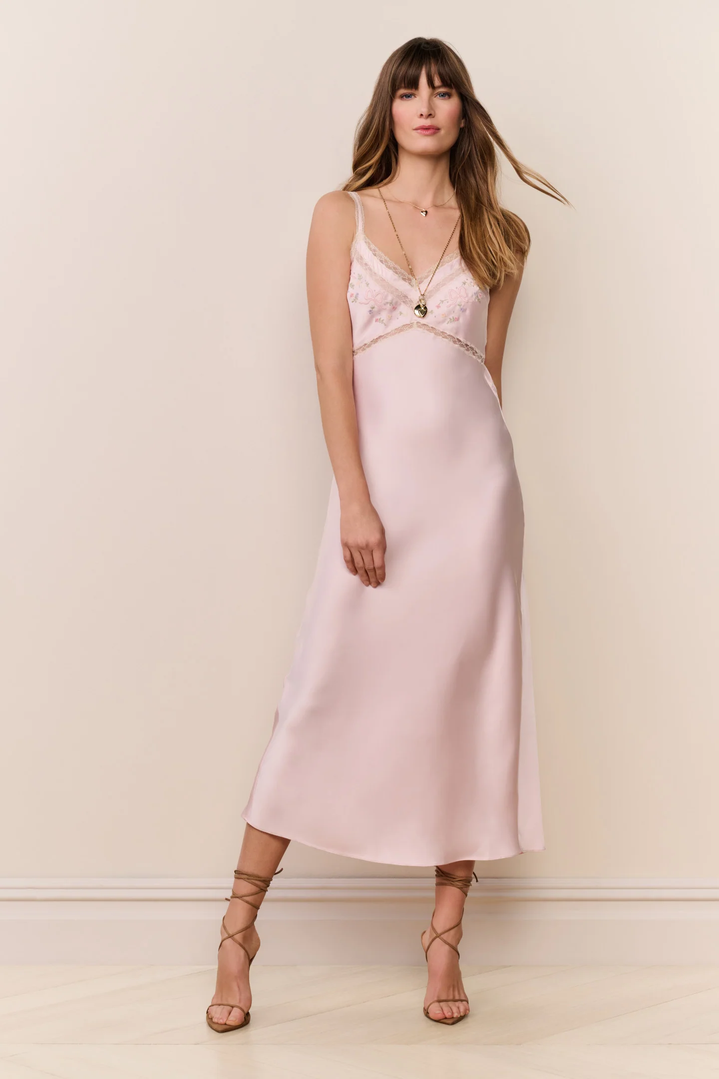 Annabeth bestickter Satin-Midi-Rock