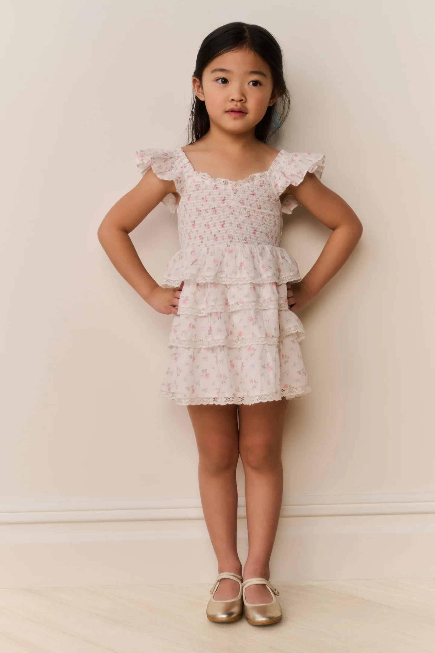 Kleines Mädchen Linoette Blumenbaumwollkleid