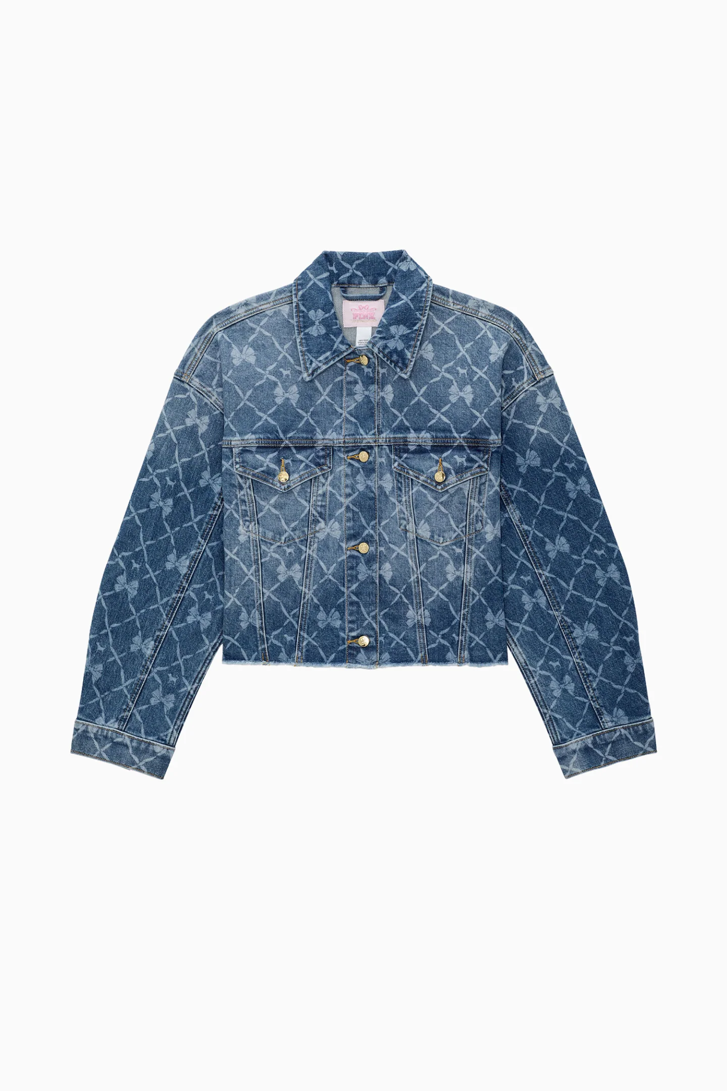 PINK x LoveShackFancy Kurze Denim-Jacke