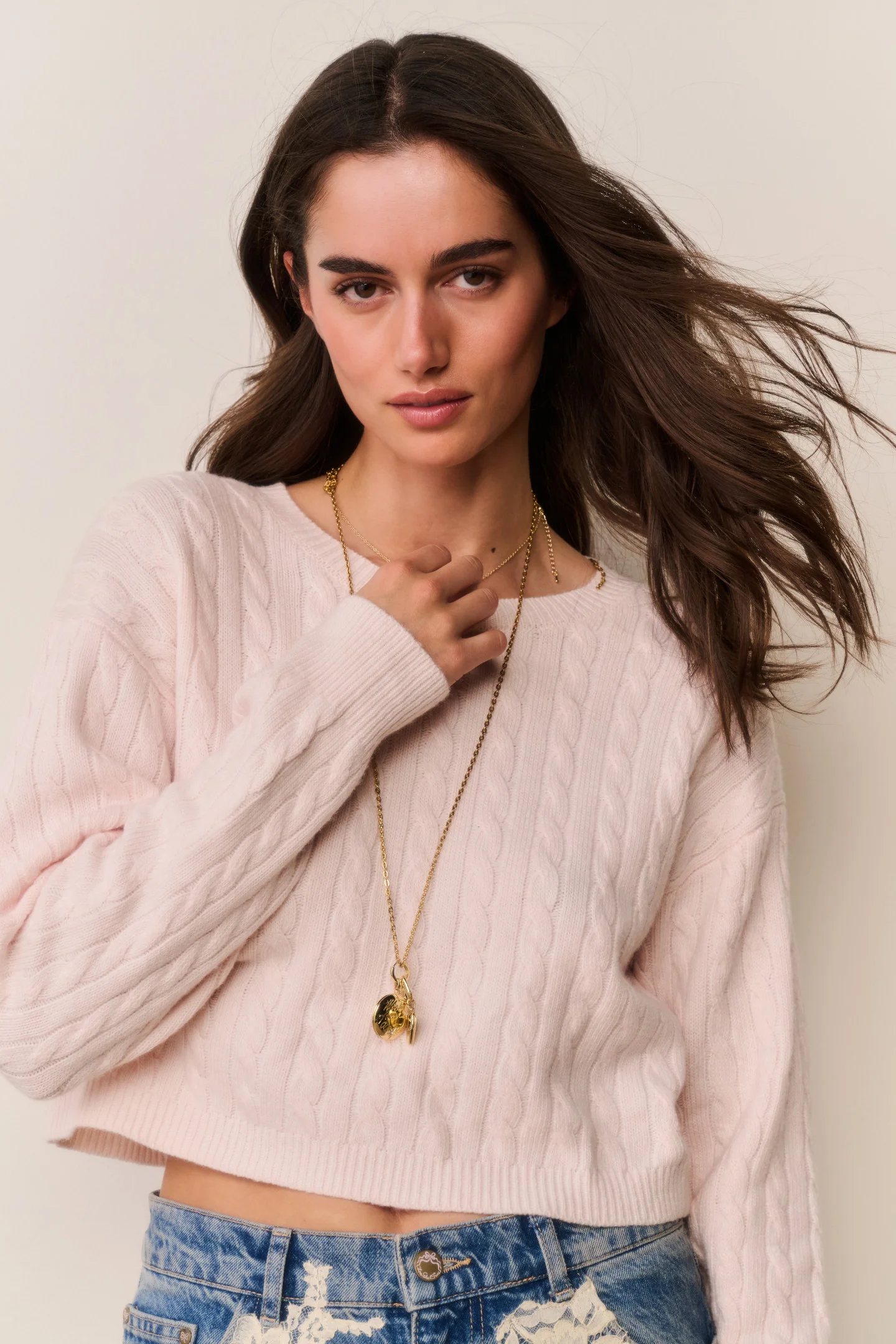 Filomena Kurzarm-Pullover mit Strickmuster